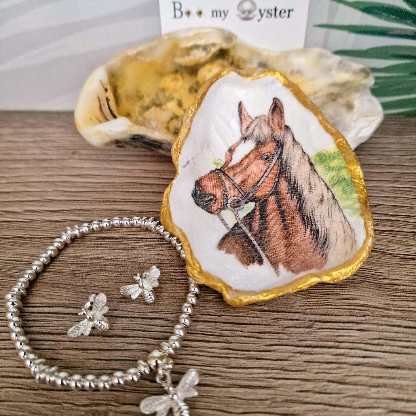 Brown Horse Bridle Oyster Shell Trinket Dish