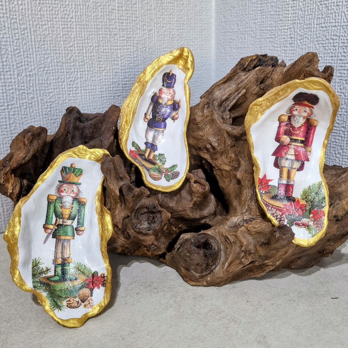 Christmas 3 x Nutcracker Men Oyster Shell Trinket Dishes