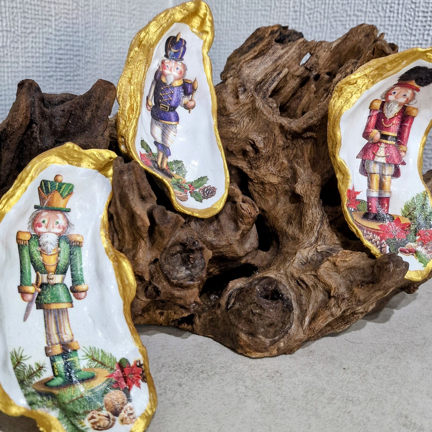 Christmas 3 x Nutcracker Men Oyster Shell Trinket Dishes