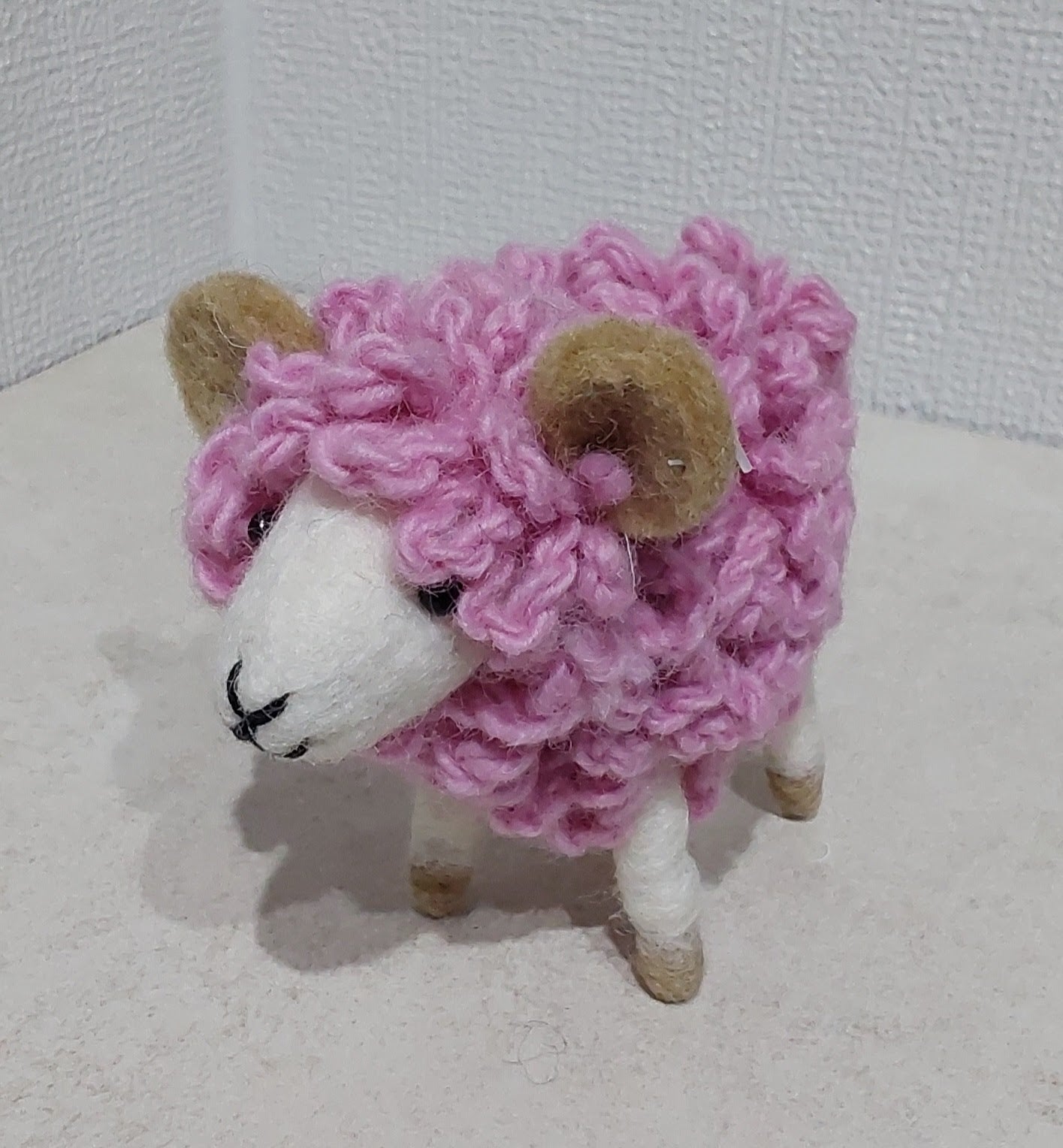 Woolly Sheep Pink Wool Decoration, Hand Felt, Fair Trade Sourced 5" Lamb