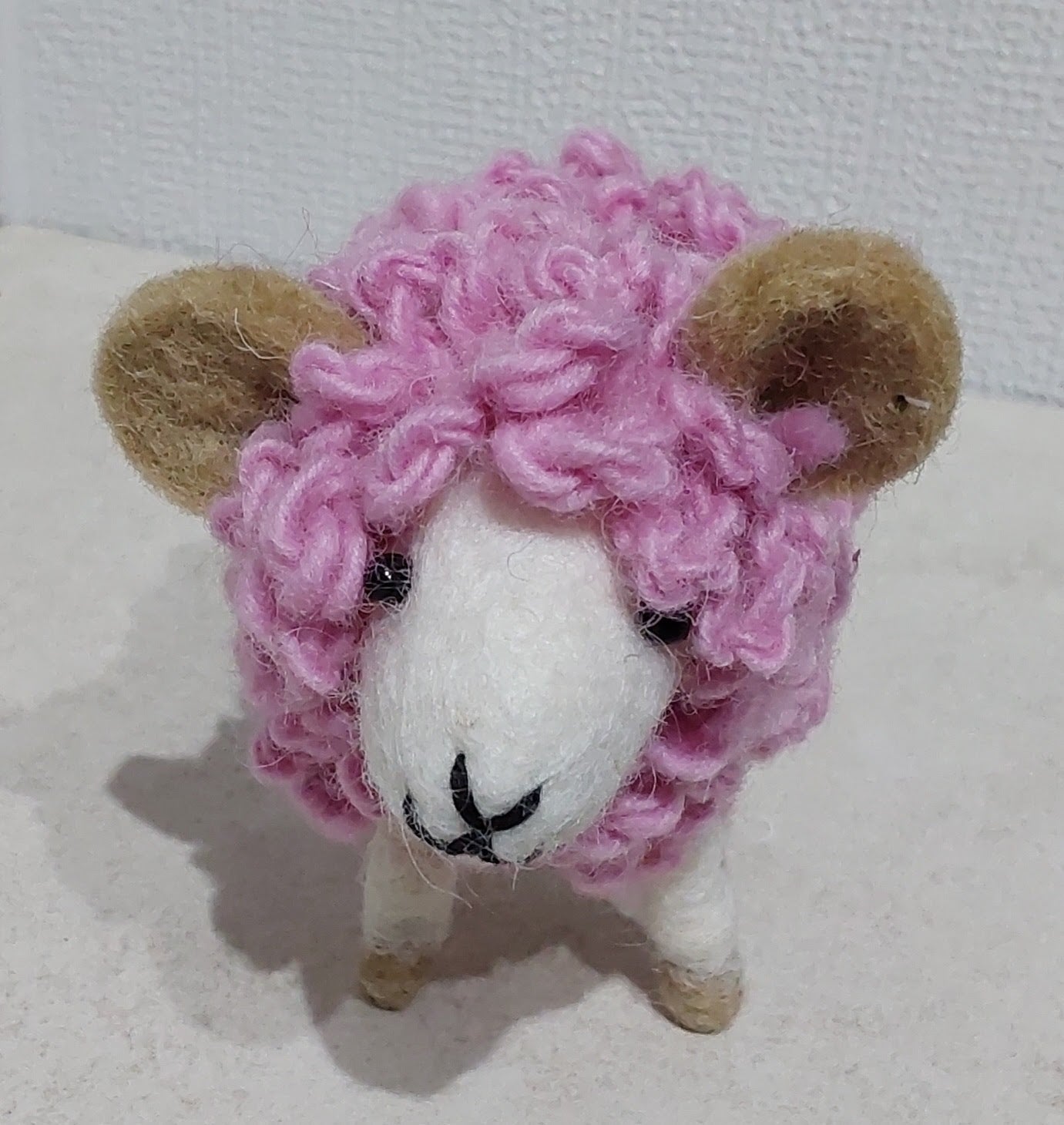 Woolly Sheep Pink Wool Decoration, Hand Felt, Fair Trade Sourced 5" Lamb