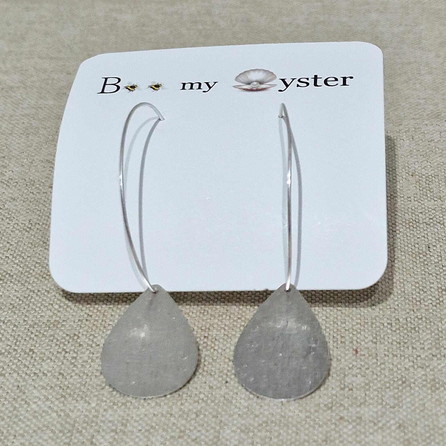 Silver Coloured Teardrop Pierced Fashion Hoop Earrings