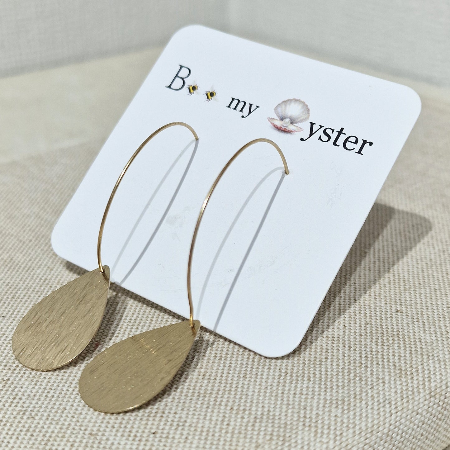 Soft Gold Teardrop Pierced Fashion Hoop Earrings