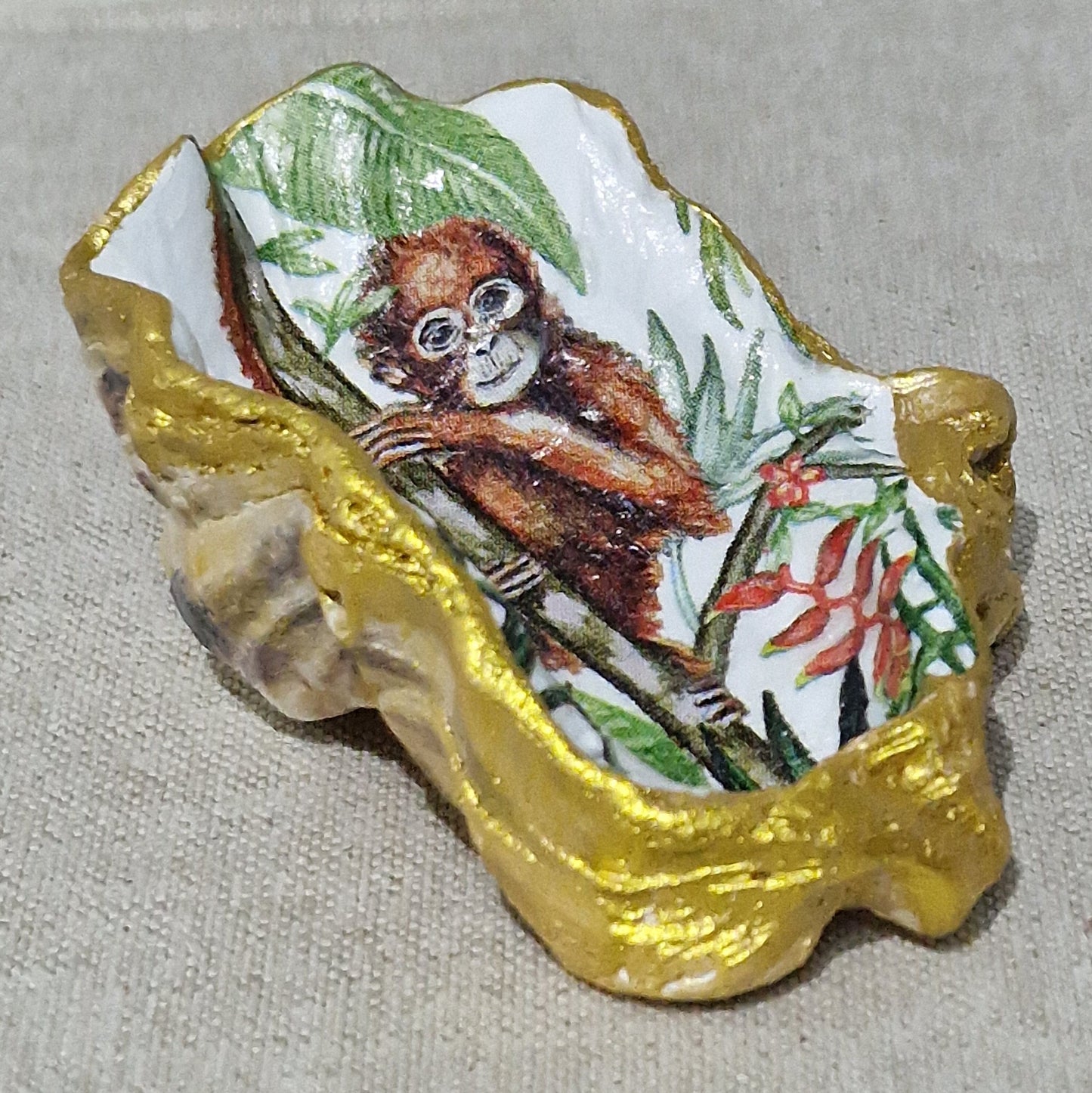 NEW Orangutan Baby Monkey Oyster Shell Trinket Dish Jewellery Holder GIft