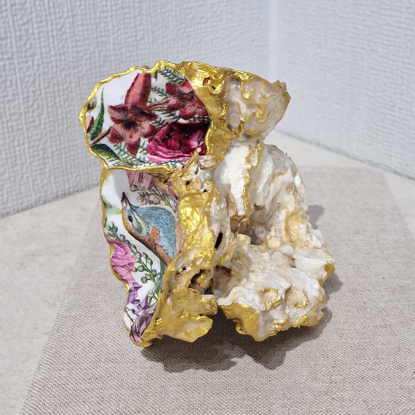 Special Shell Wild Flowers Bird Cluster Oyster Shell Trinket Dish