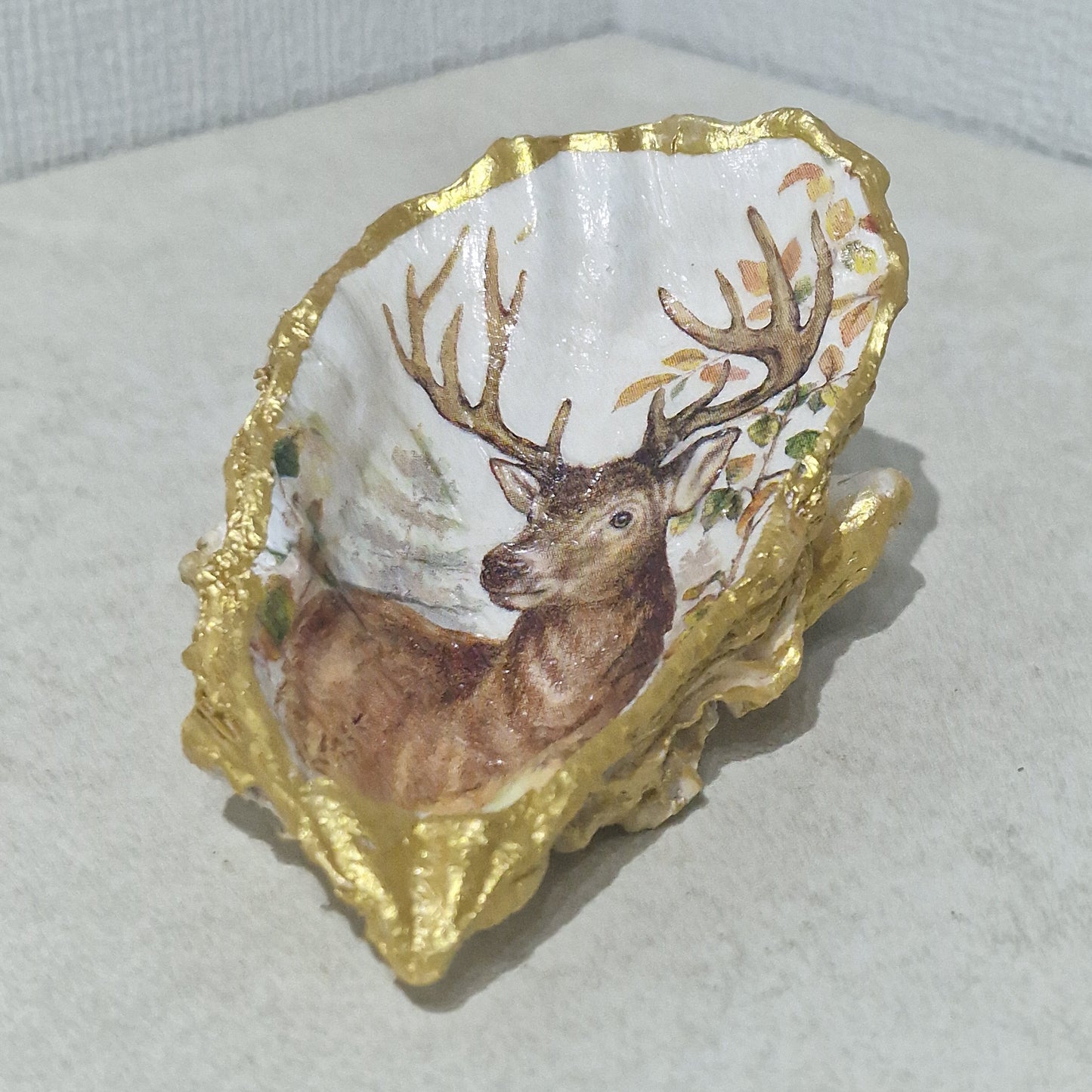 NEW Beautiful Stag Oyster Shell Trinket Dish Jewellery Holder Gift