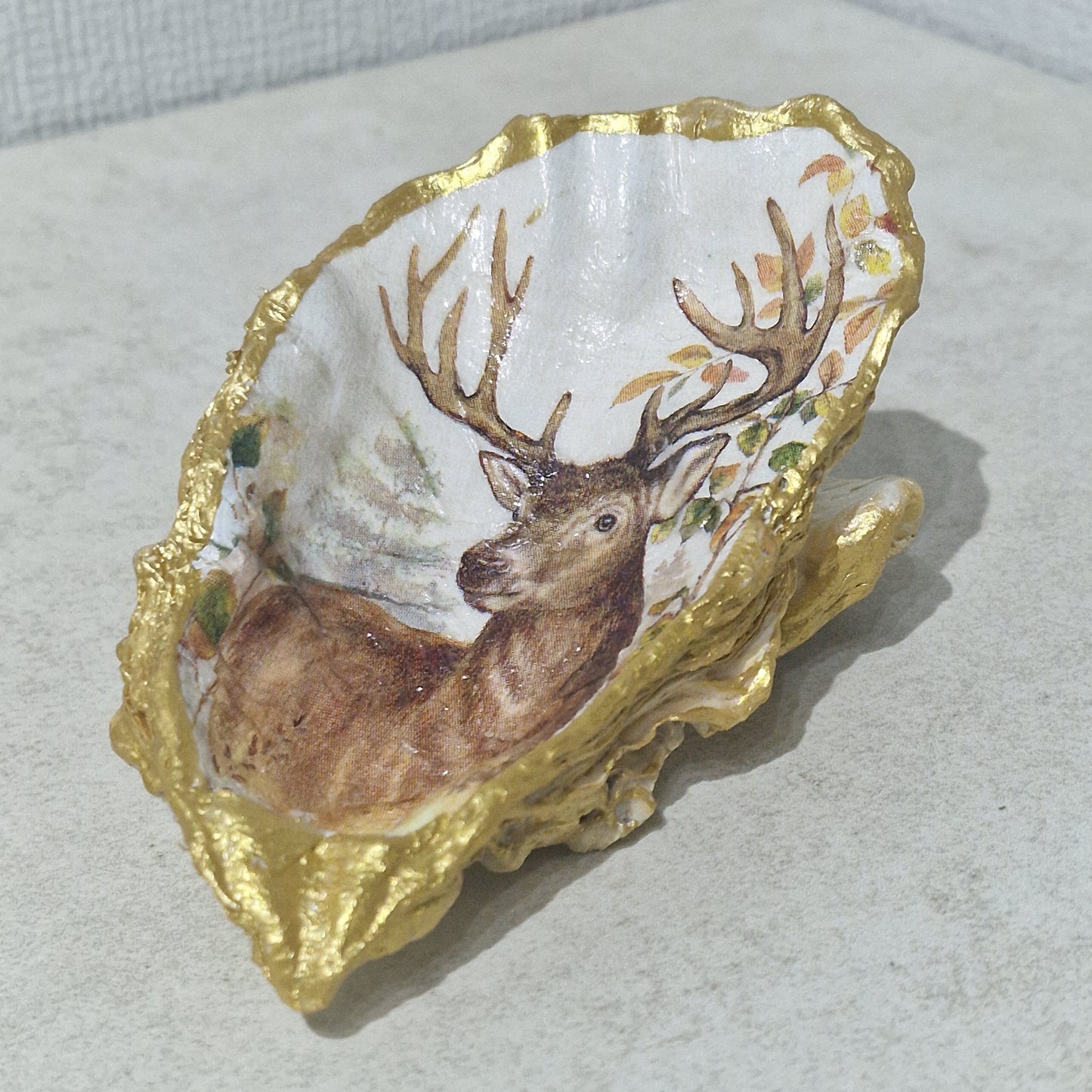 NEW Beautiful Stag Oyster Shell Trinket Dish Jewellery Holder Gift