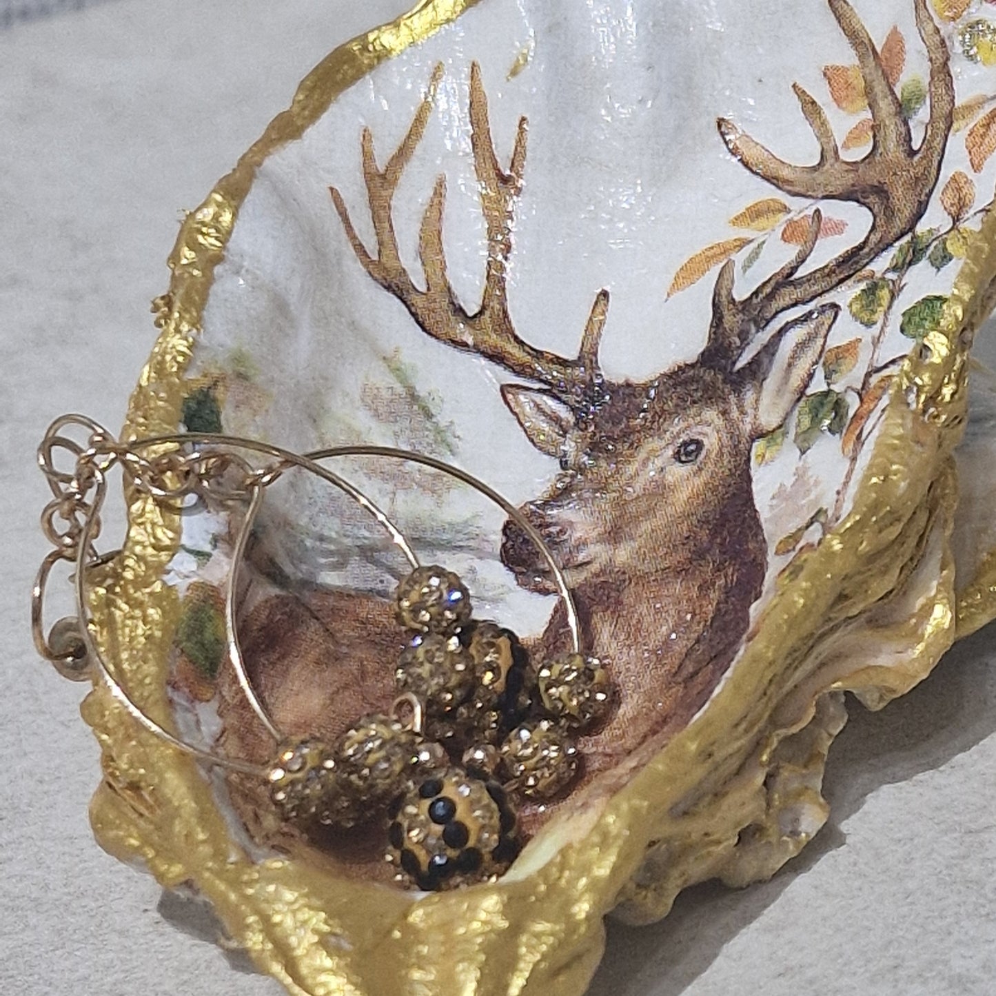 NEW Beautiful Stag Oyster Shell Trinket Dish Jewellery Holder Gift