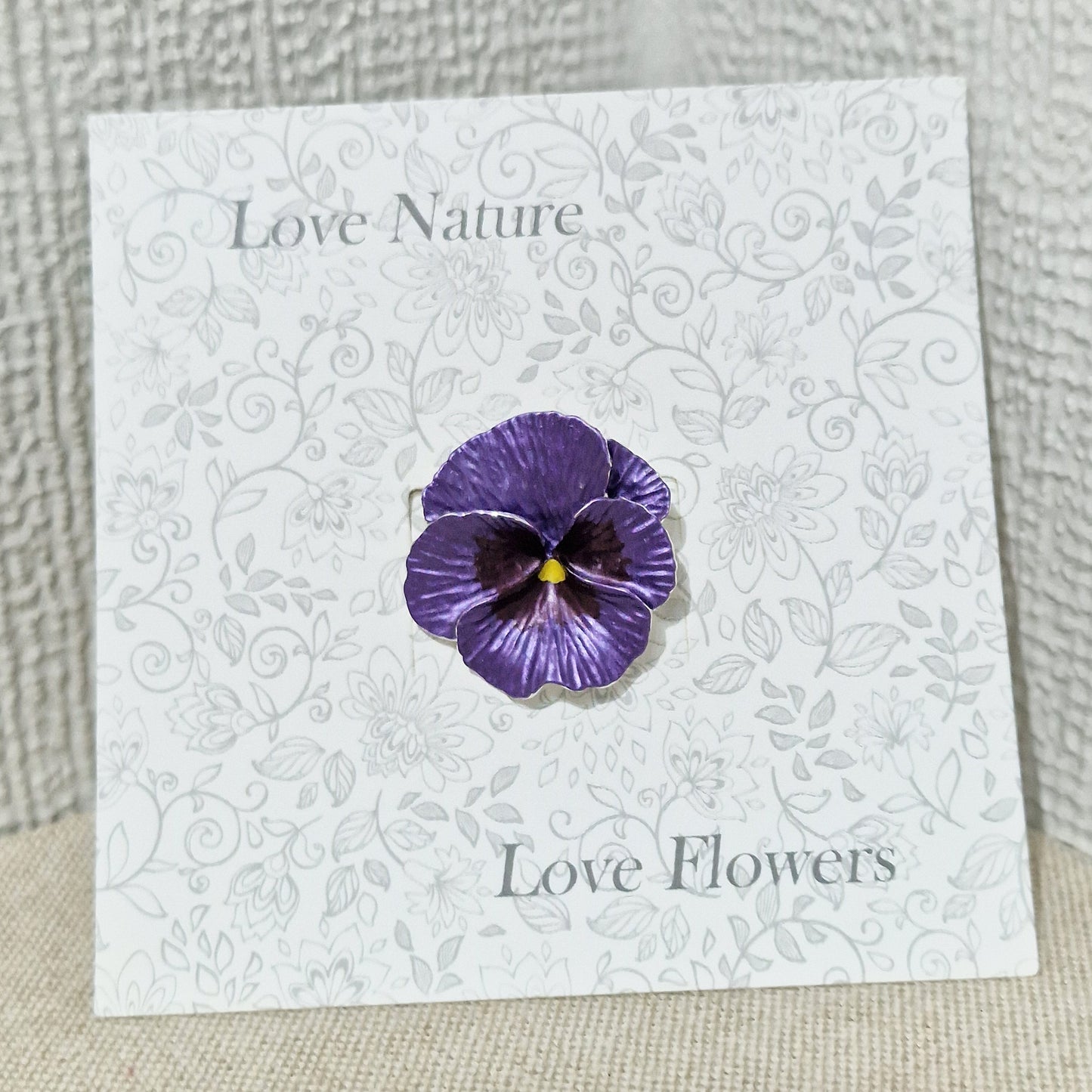 Pretty Purple Pansy Flower Brooch