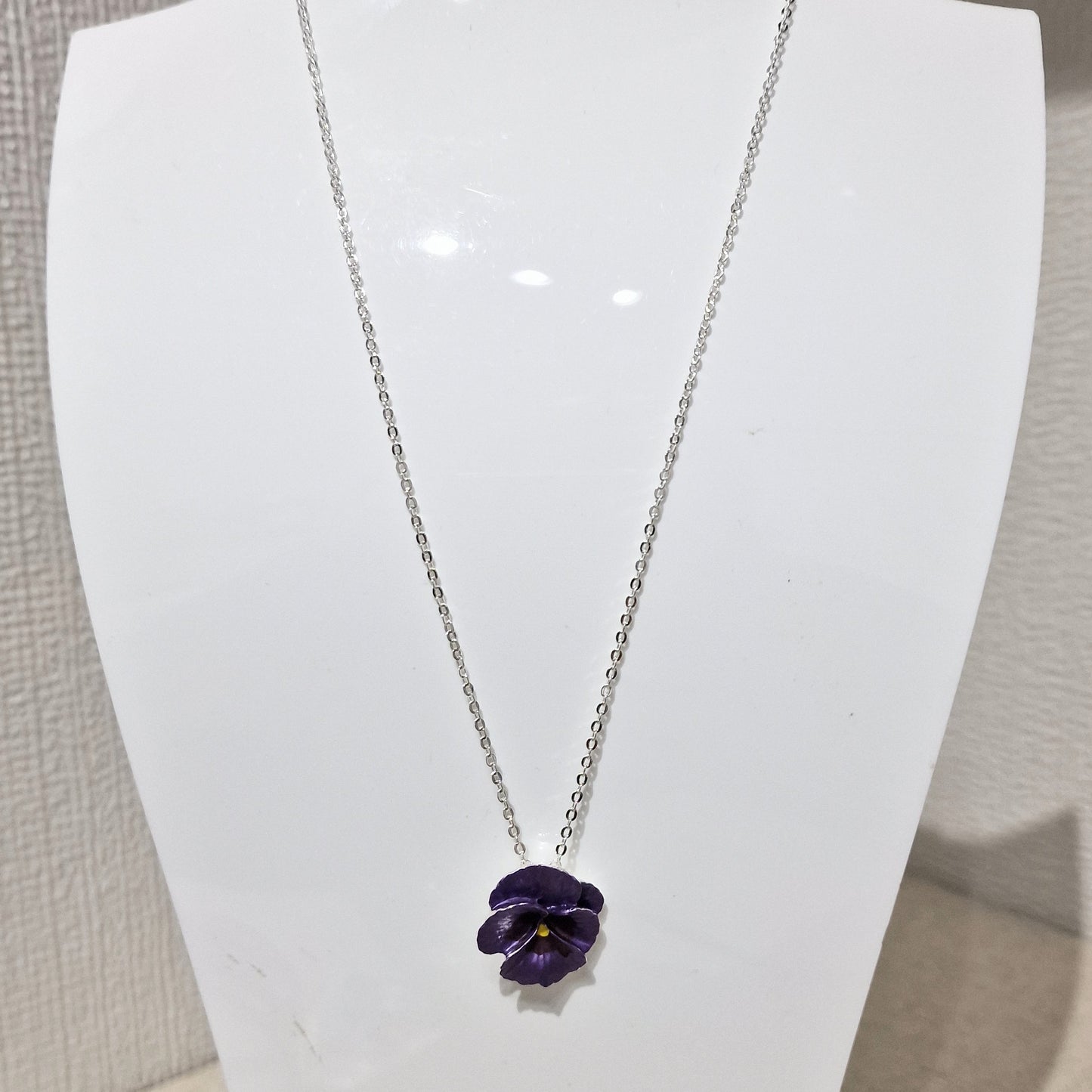 Pansy Flower Purple Pendant Necklace