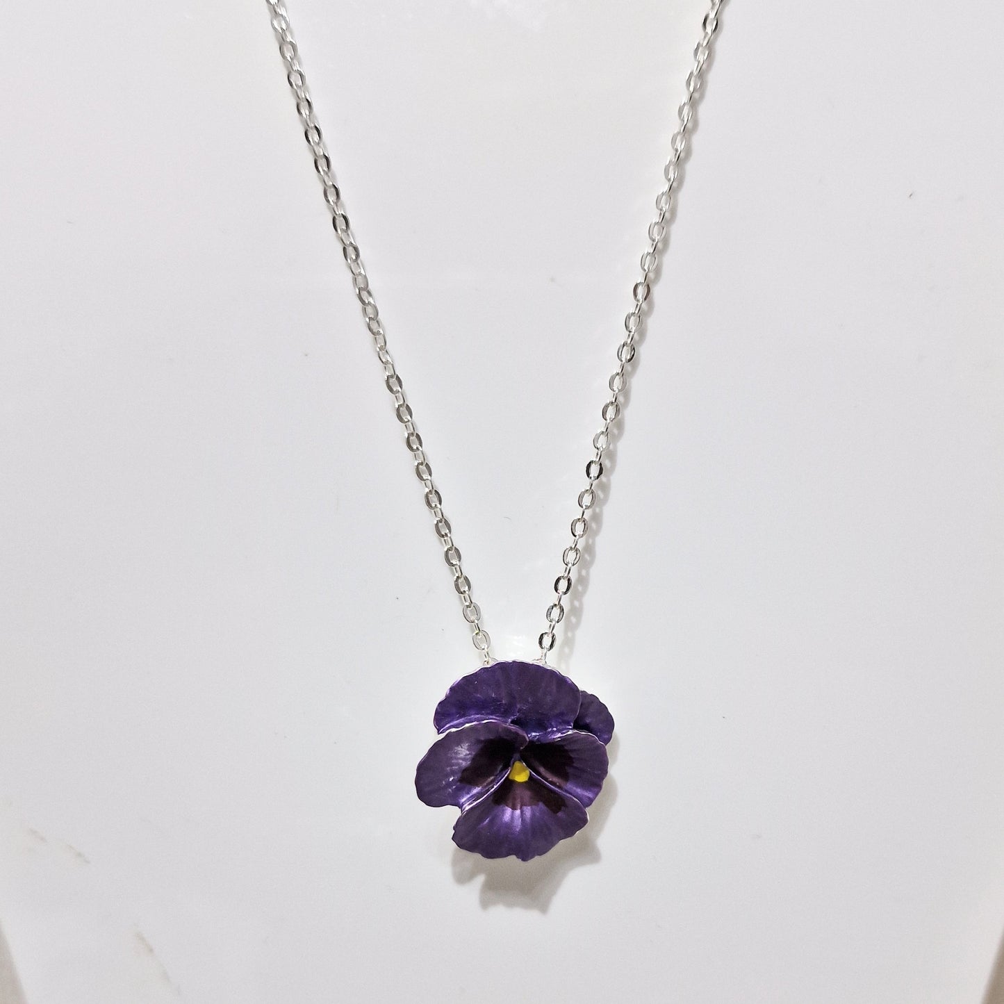 Pansy Flower Purple Pendant Necklace