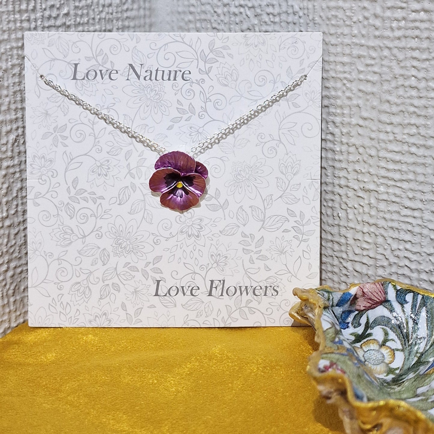 Pansy Flower Lilac Pendant Necklace