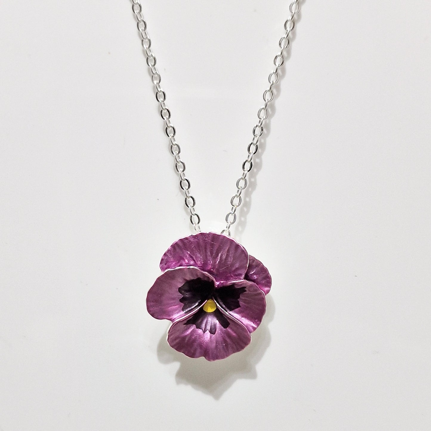 Pansy Flower Lilac Pendant Necklace