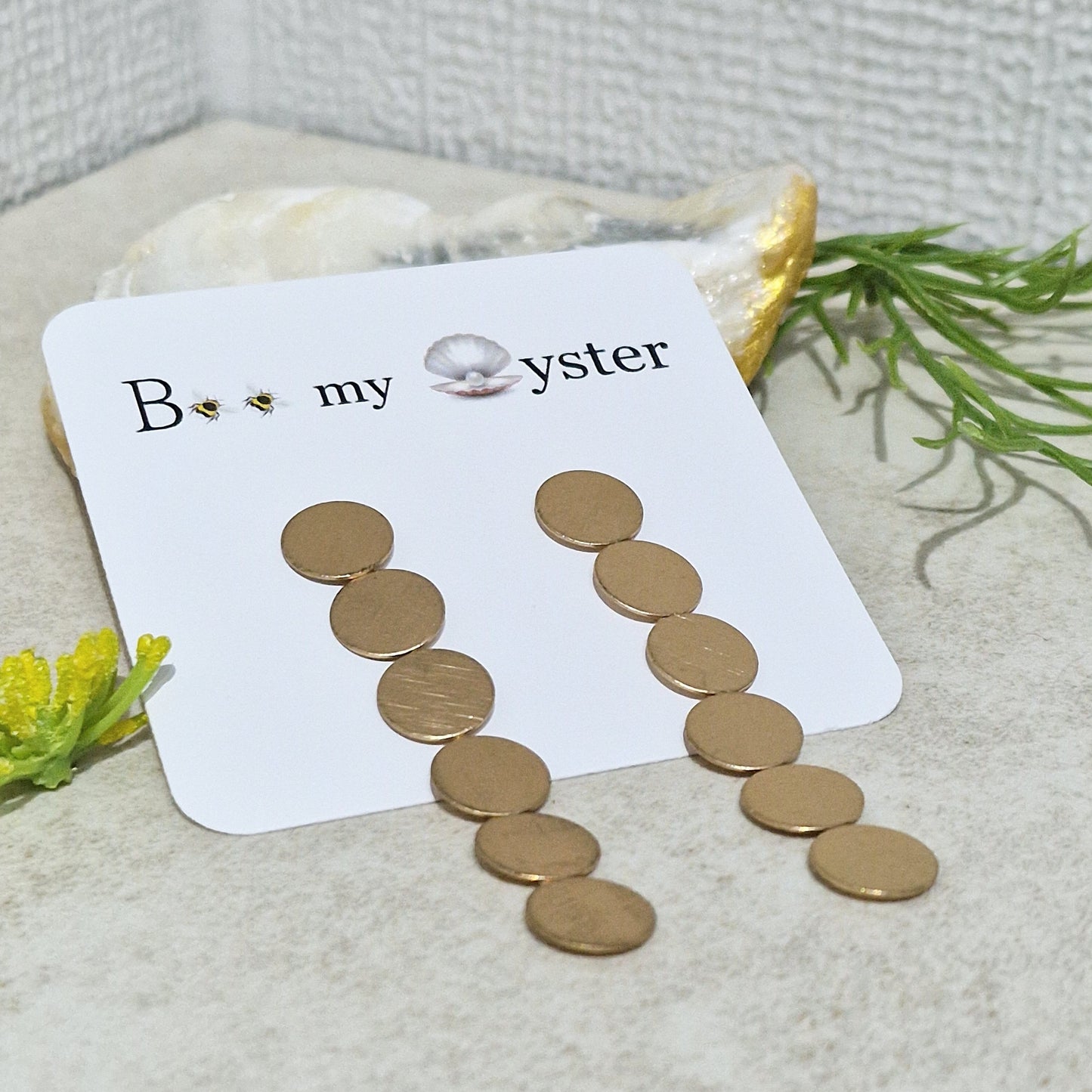 Gold Coloured Long Button Pierced Fashion Earrings