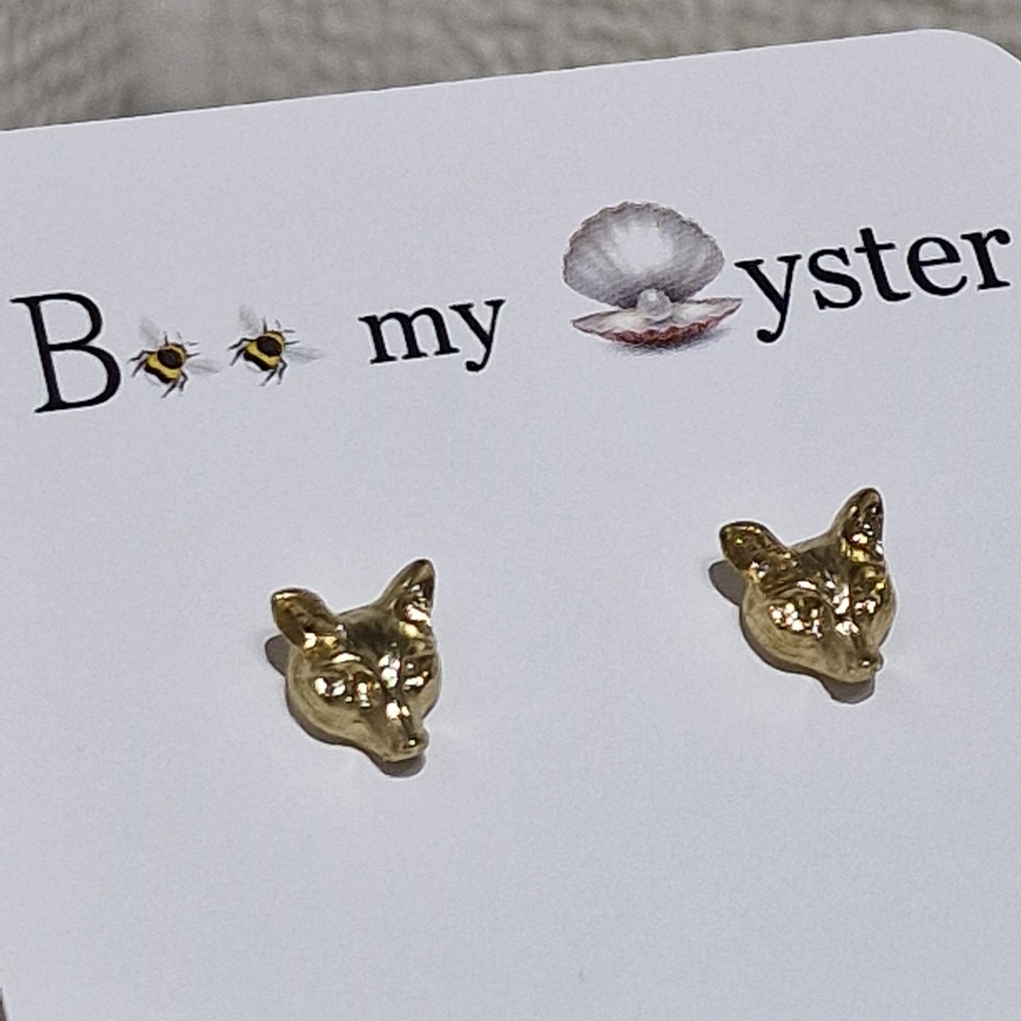 Gold Coloured Fox Stud Pierced Fashion Earrings