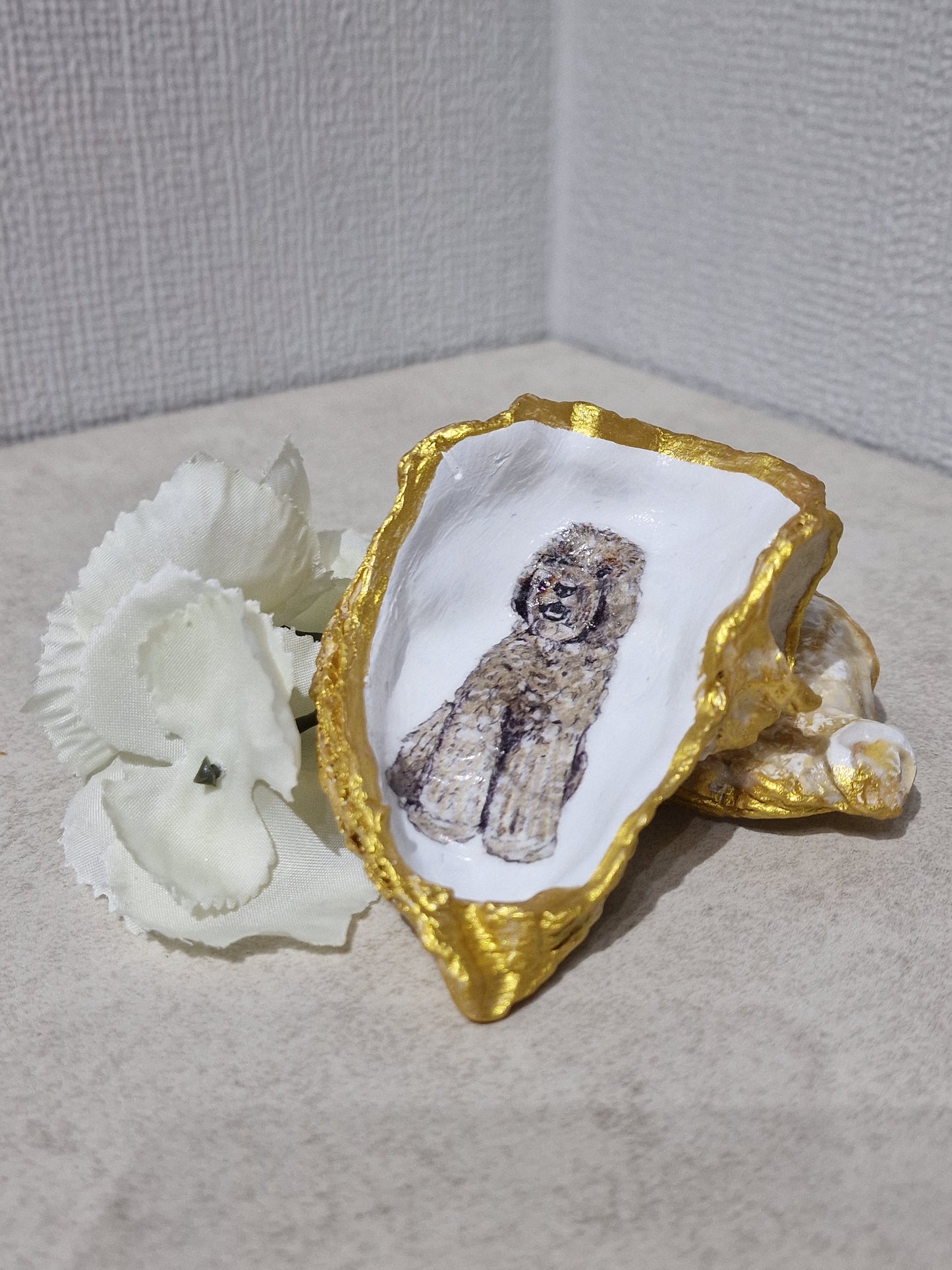 NEW Labradoodle Dog Oyster Shell Trinket Dish
