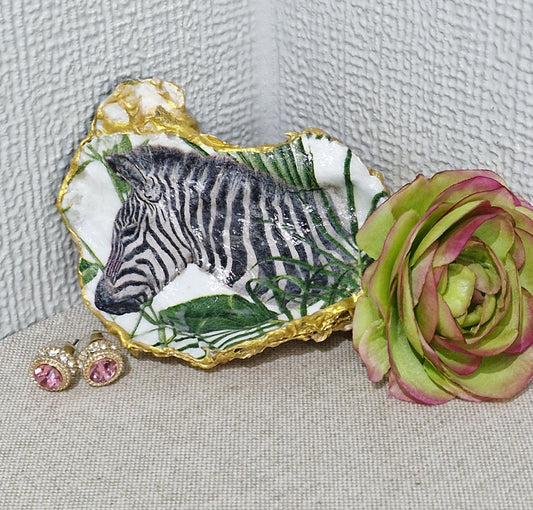 Zebra Safari Animals Oyster Shell Trinket Dish Gift Jewellery