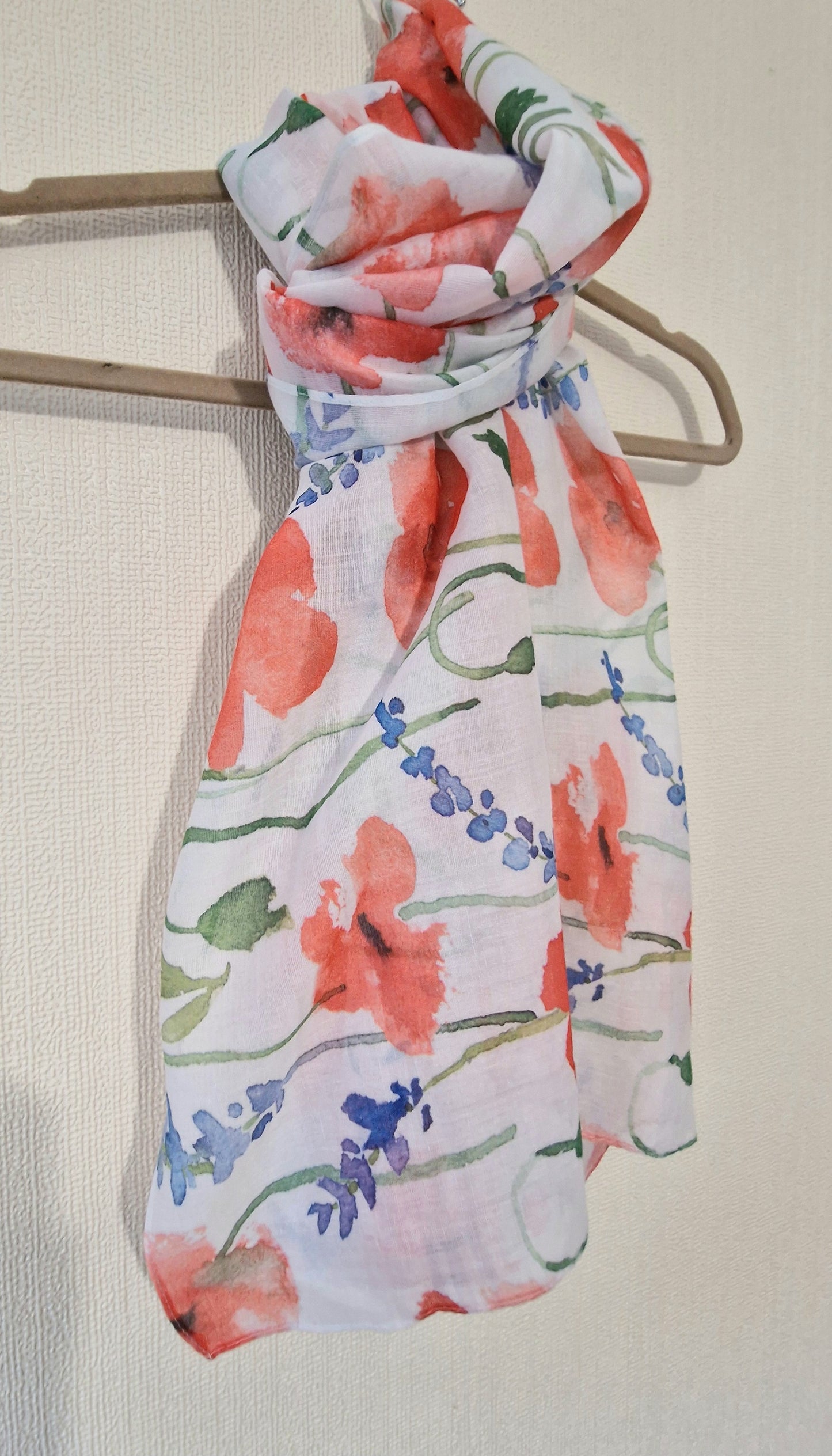 Watercolour Poppy Flower Scarf Wrap Shawl 100% Polyester Gift New