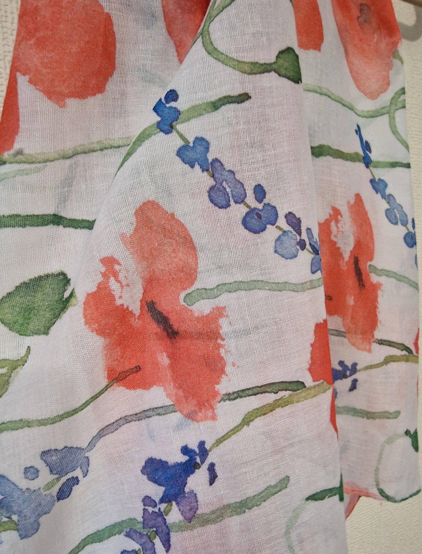 Watercolour Poppy Flower Scarf Wrap Shawl 100% Polyester Gift New