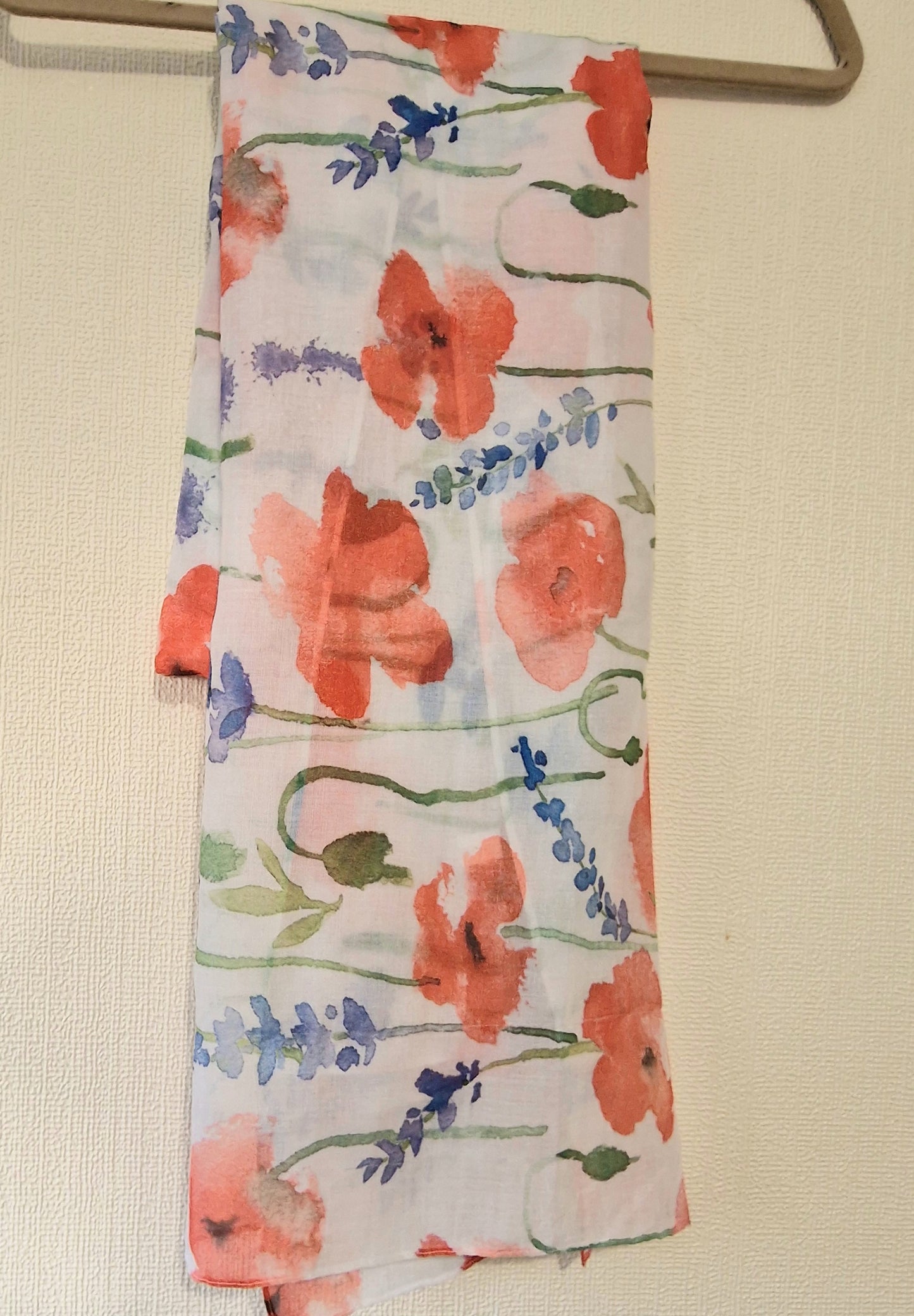 Watercolour Poppy Flower Scarf Wrap Shawl 100% Polyester Gift New