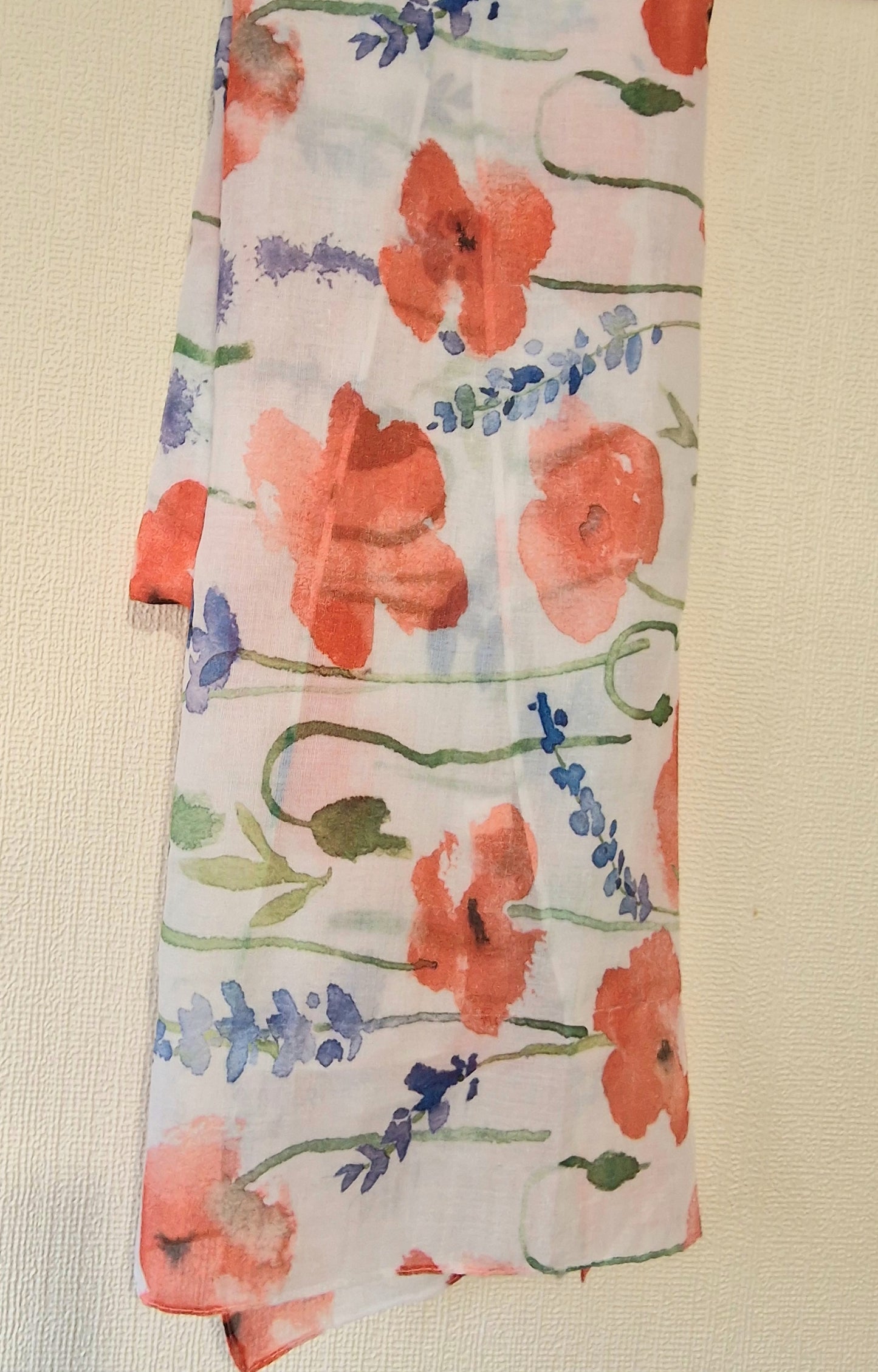 Watercolour Poppy Flower Scarf Wrap Shawl 100% Polyester Gift New