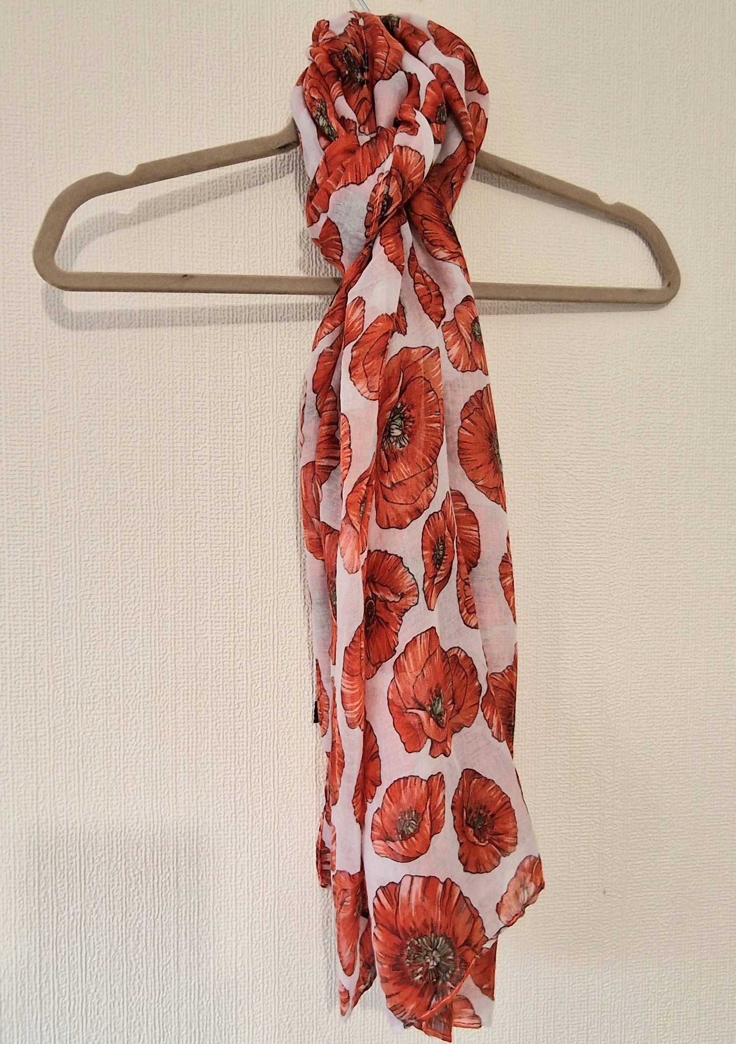 Colourful Red Poppy Flower Scarf Wrap Shawl 100% Polyester Gift New