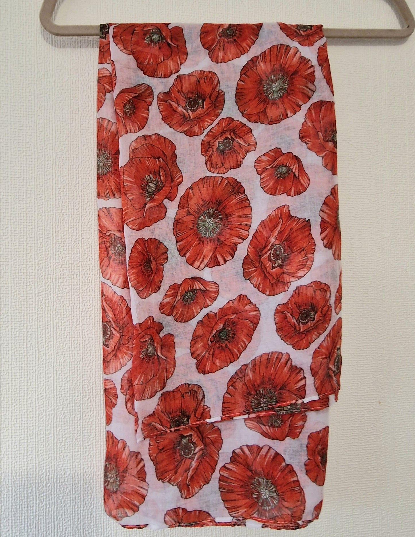 Colourful Red Poppy Flower Scarf Wrap Shawl 100% Polyester Gift New