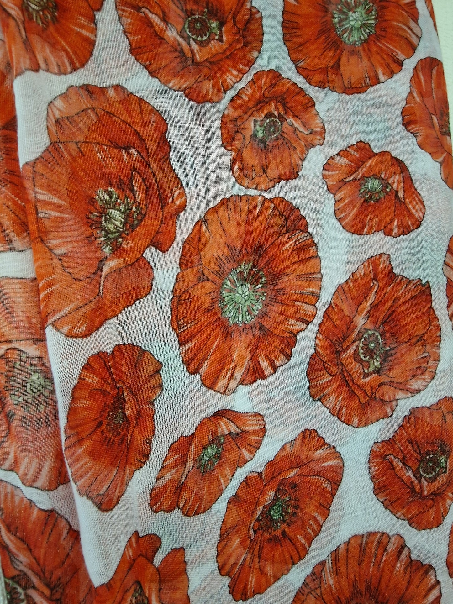 Colourful Red Poppy Flower Scarf Wrap Shawl 100% Polyester Gift New