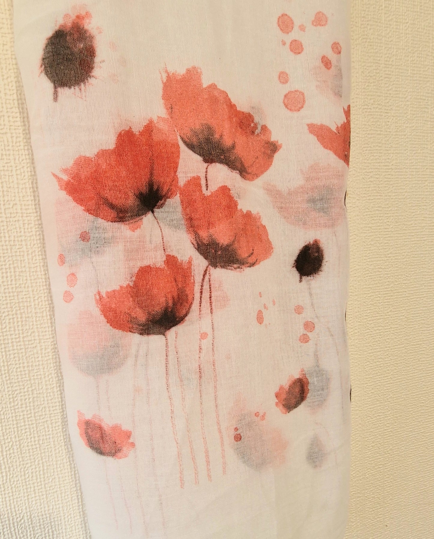 Watercolour Red Poppy Flower Scarf Wrap Shawl Viscose Polyester