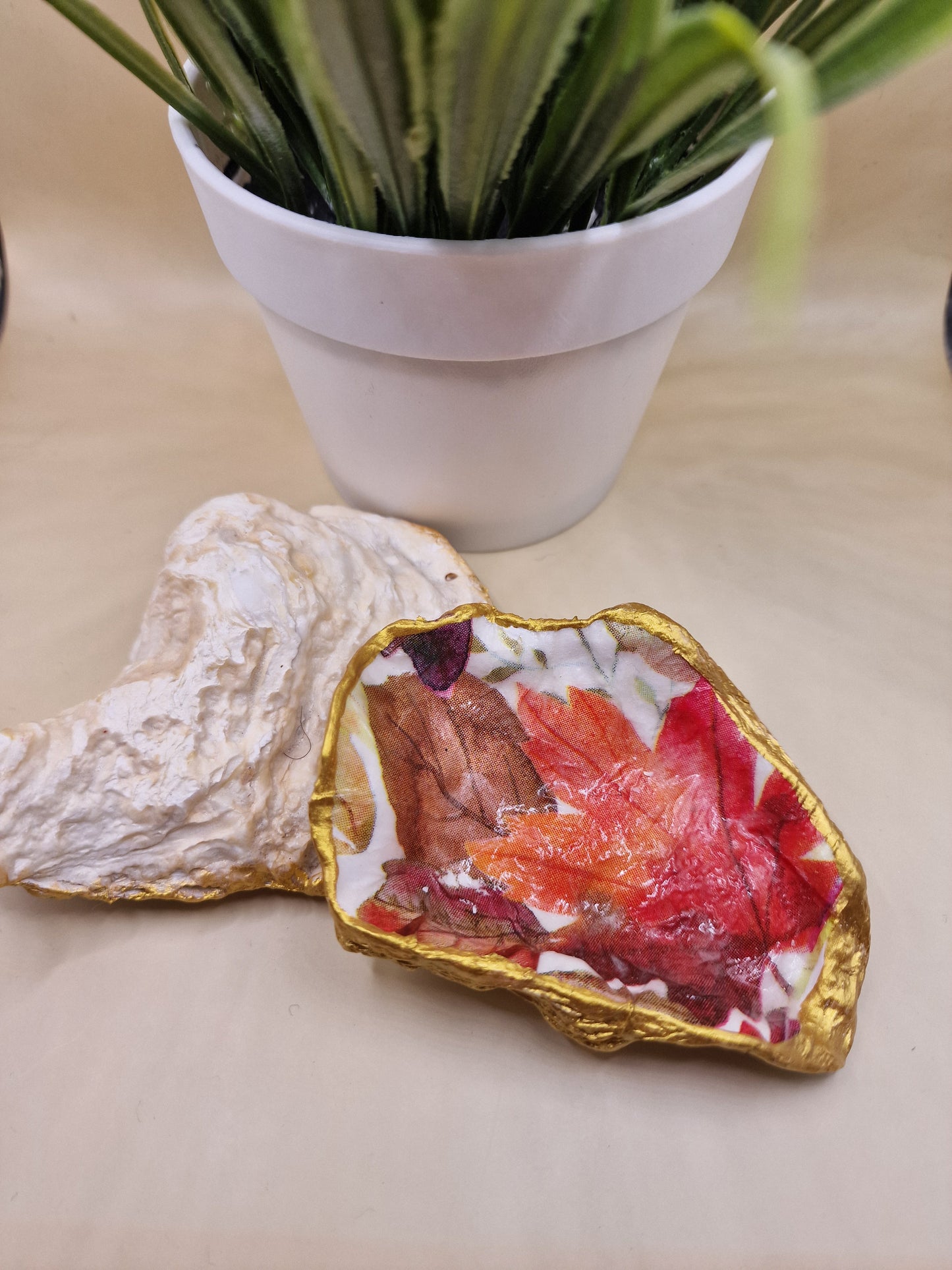 Autumn Leaves Oyster Shell Trinket Dish
