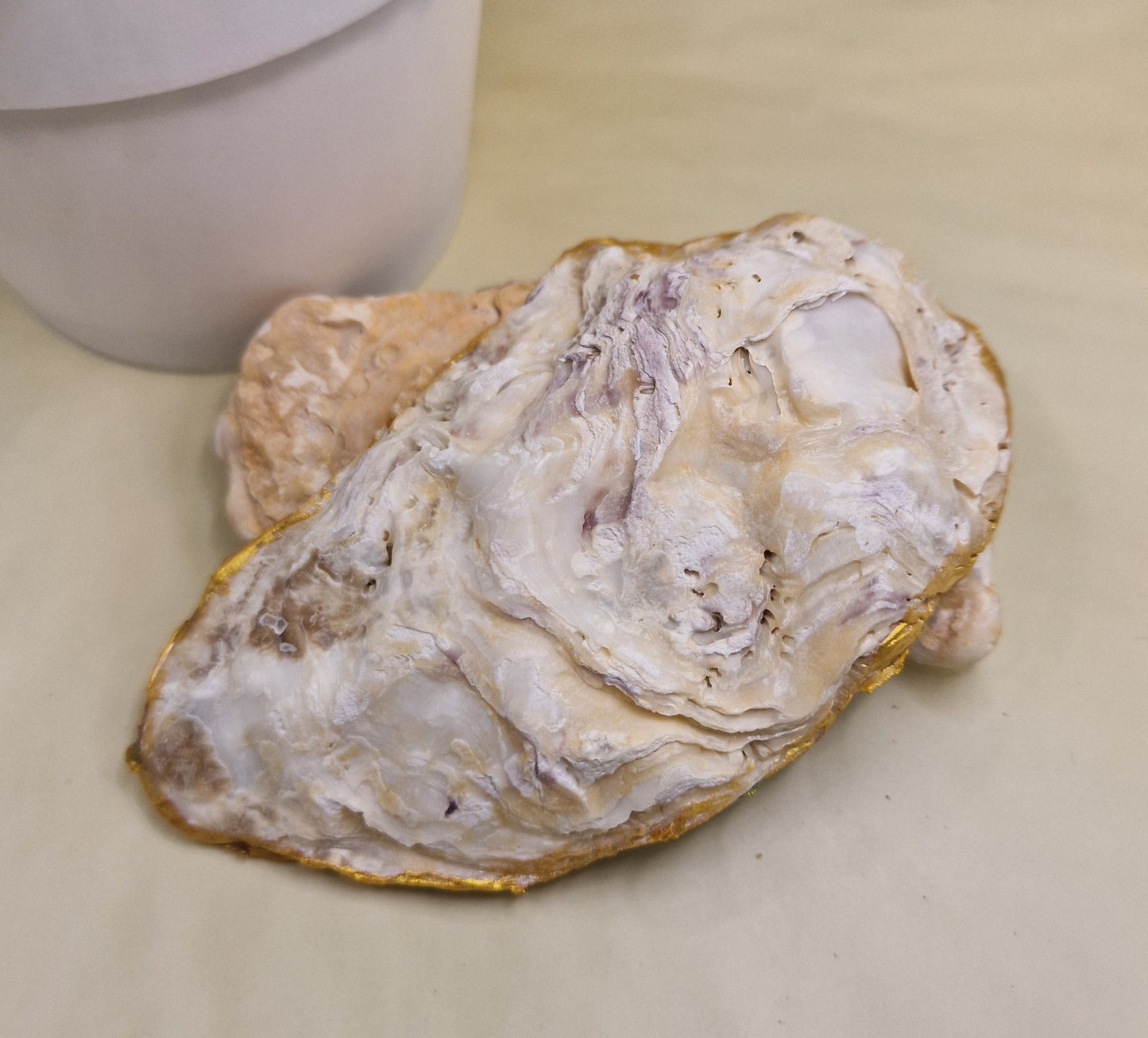 BMO-011 Lilac Iris Flower Special Oyster Shell Trinket Dish