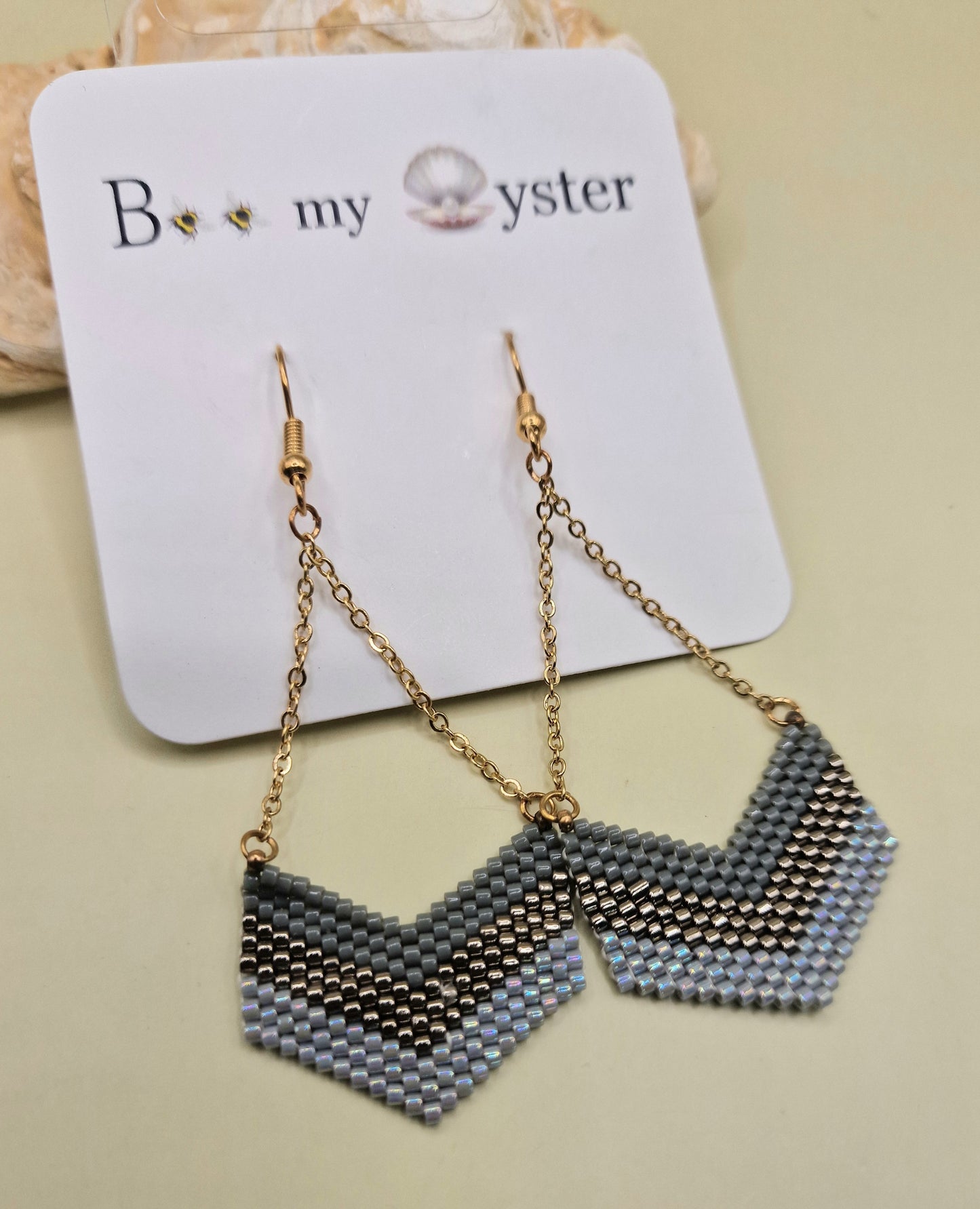 Boho Drop Grey Beaded Pierced Aztec Fashion Earrings AW26