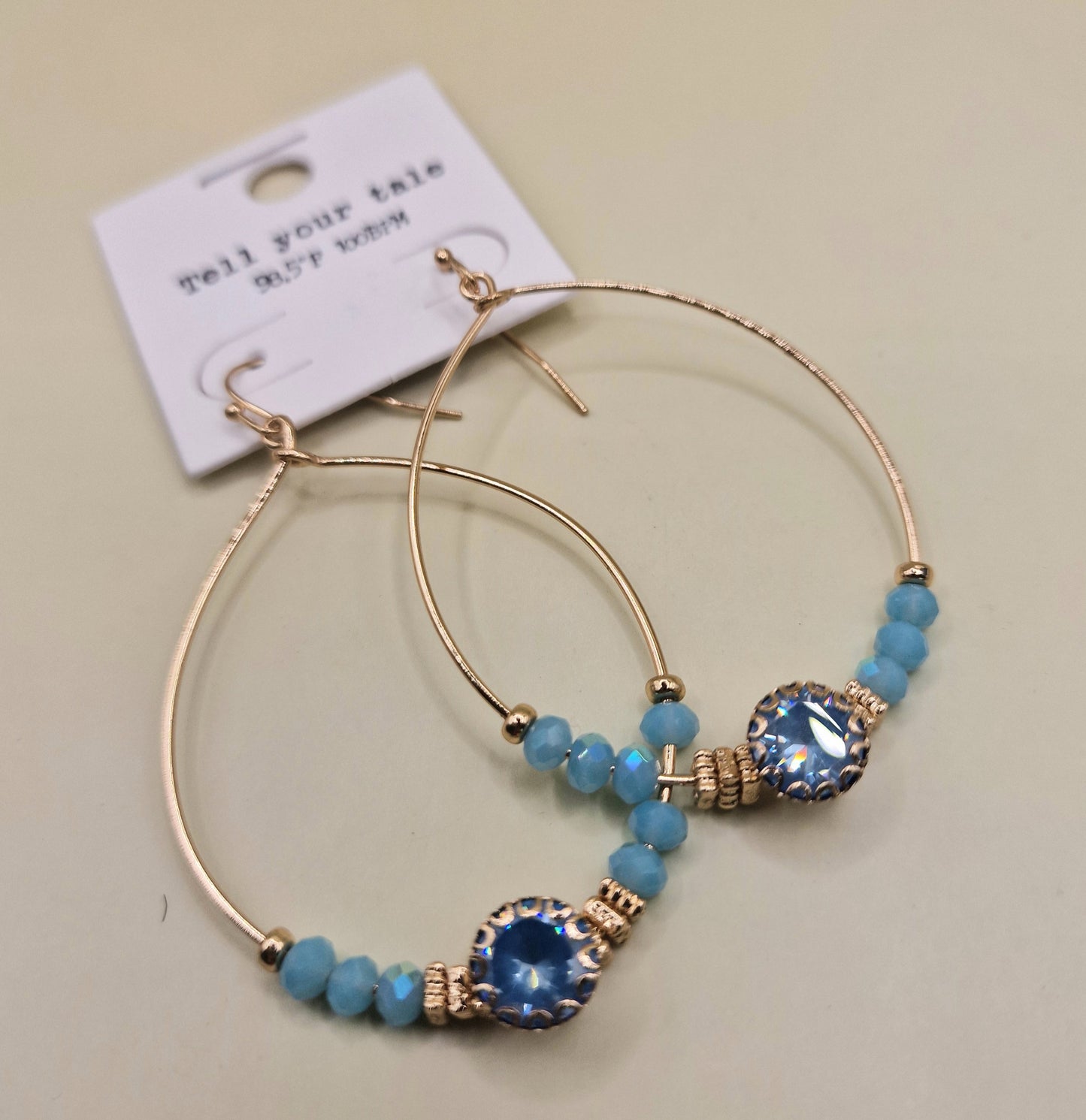 JEW-021 Boho Blue Hoop Beaded Pierced Fashion Earrings