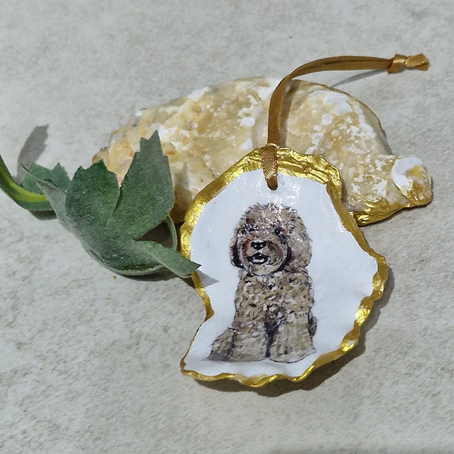 NEW Labradoodle Oyster Shell Hanging Ornaments Decoration Gift