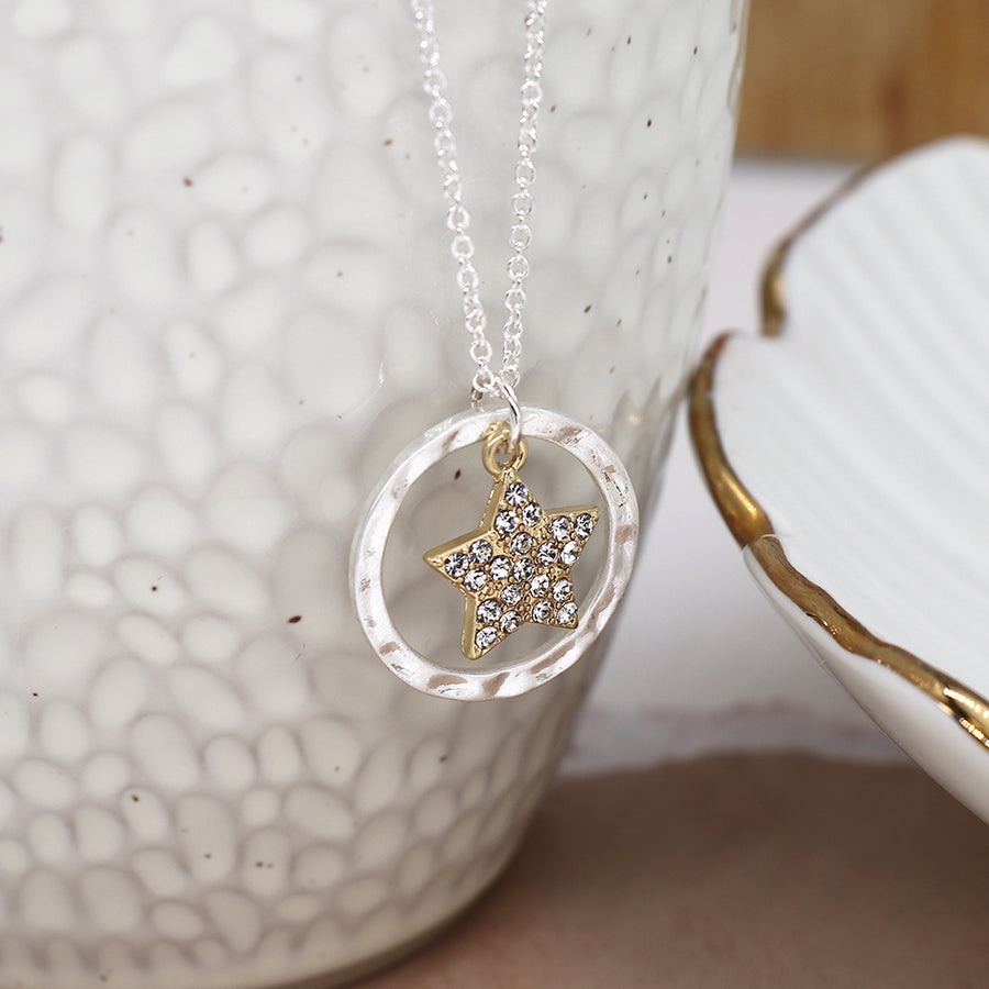 Crystal Star Pendant Silver Plated Necklace by POM