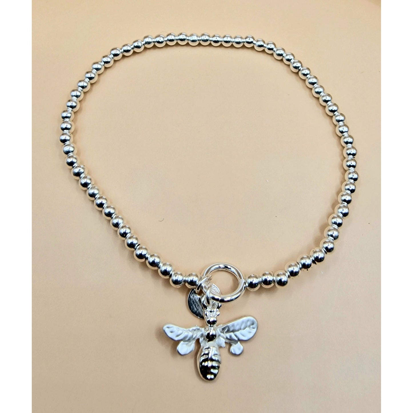 Delicate Bumble Bee Stretch Charm Bracelet Silver
