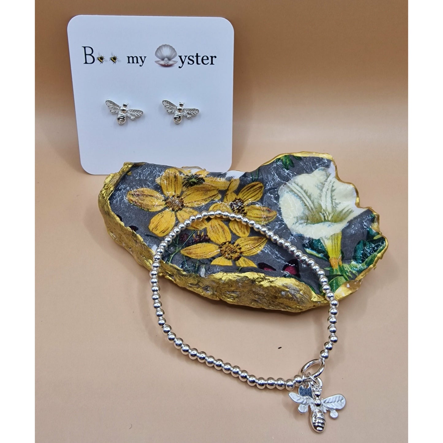 Yellow Lily Flowers Oyster Shell Trinket Dish