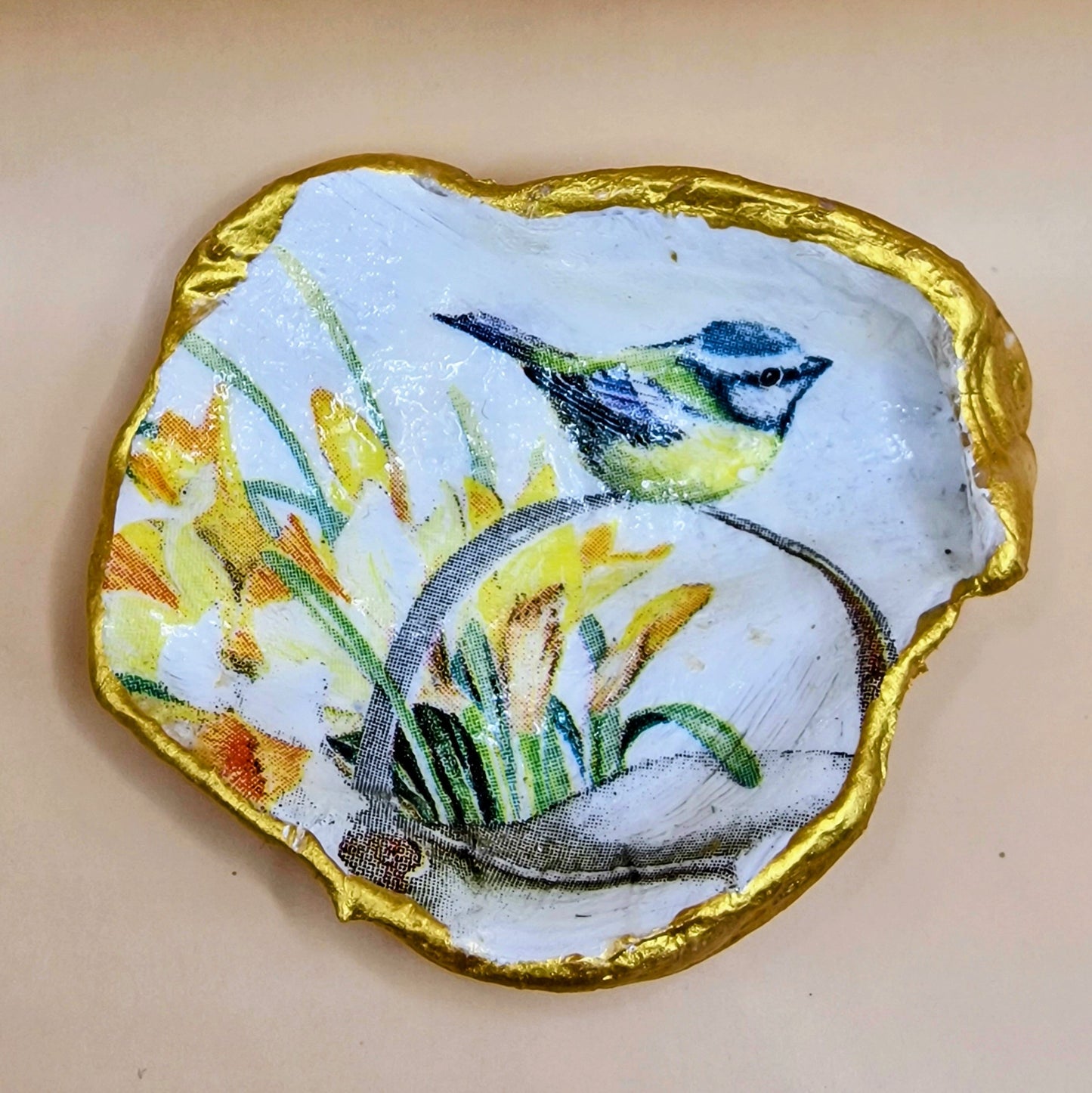 Blue Tit Watering Can Small Oyster Shell Trinket Dish