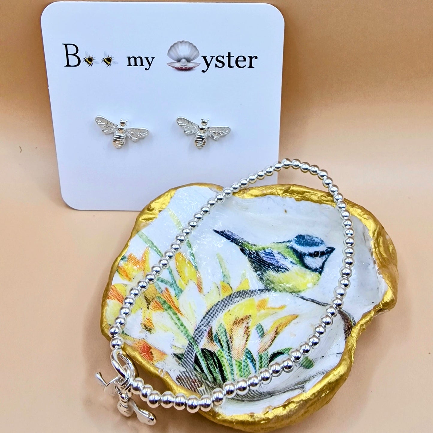 Blue Tit Watering Can Small Oyster Shell Trinket Dish