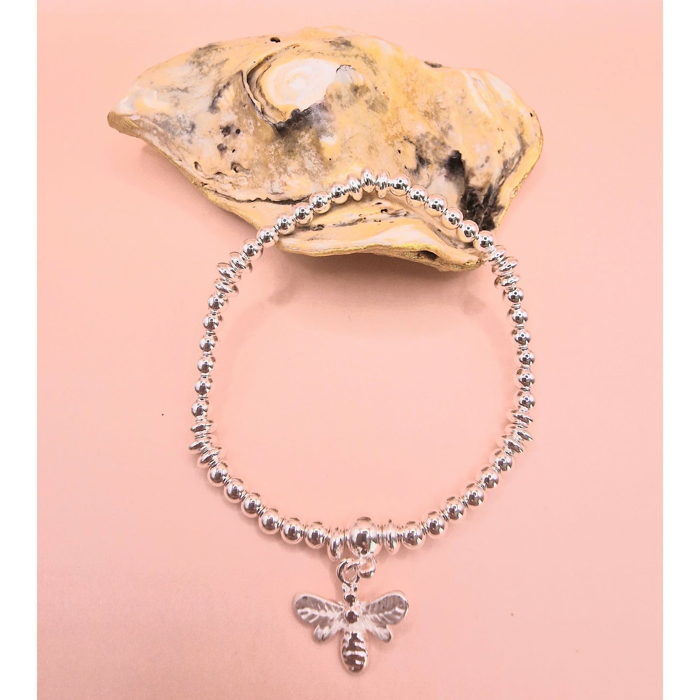 Delicate Bumble Bee Stretch Charm Bracelet Silver - Rose Gold Colour