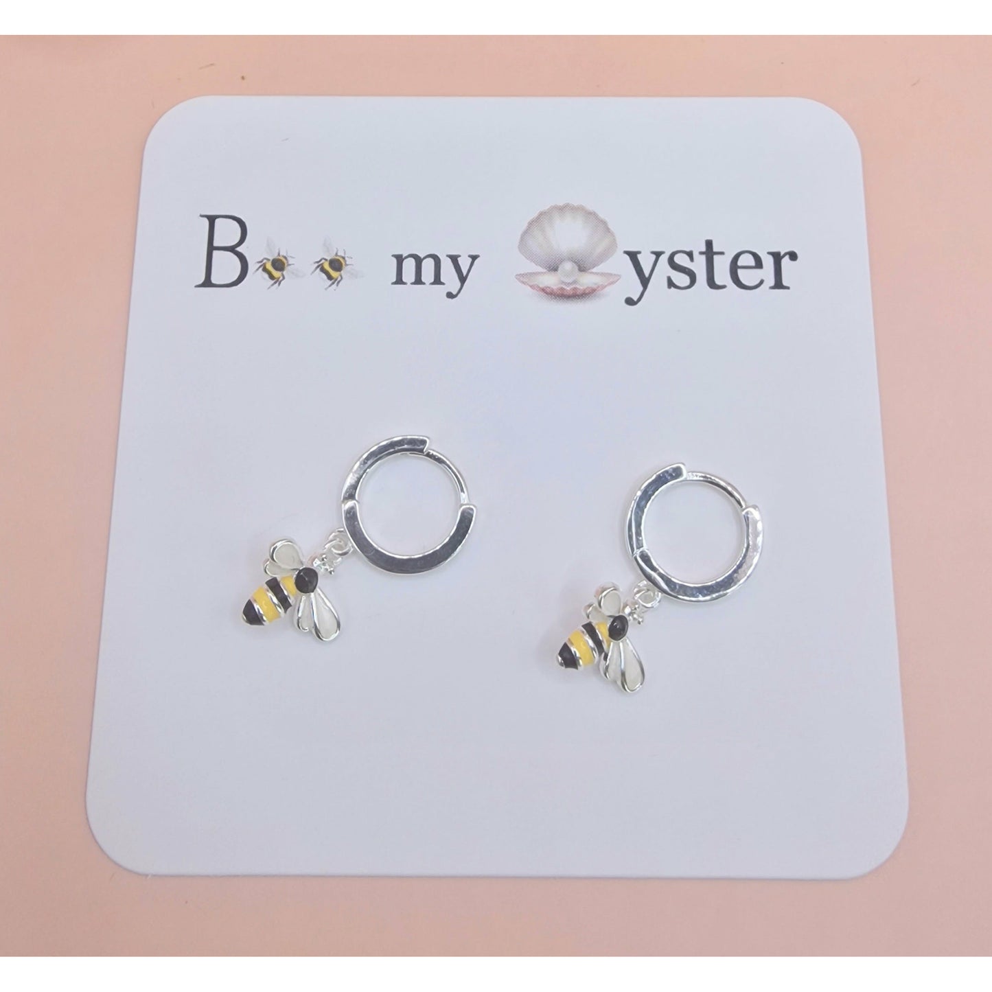 Pretty Bumble Bee Drop Hoop Earrings Pierced Silver Colour