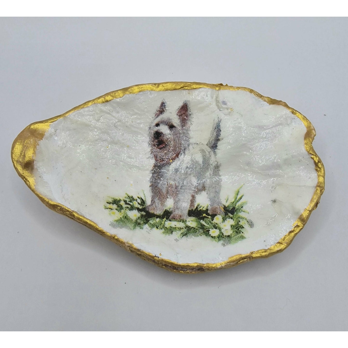 West Highland Terrier Westie Dog Oyster Shell Trinket Dish