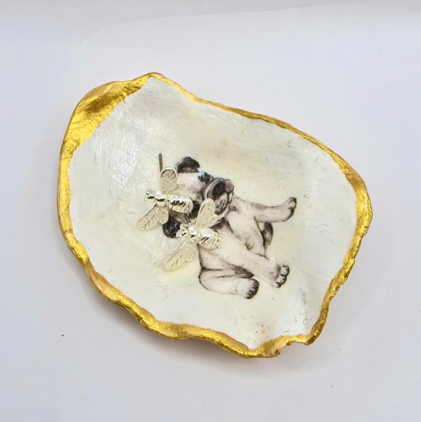 Boston Terrier Puppy Dog Small Oyster Shell Trinket Dish