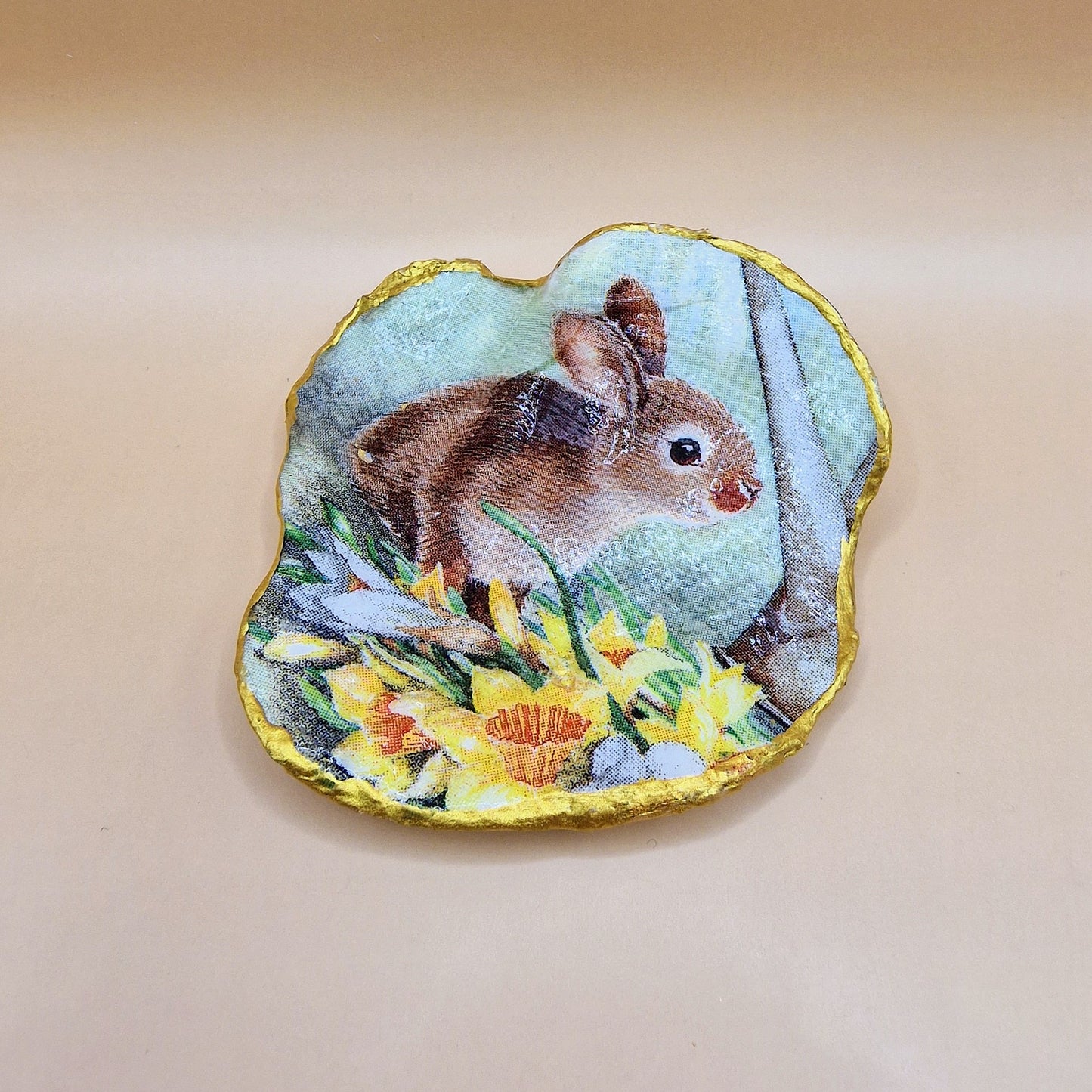 Bunny Rabbit Spring Oyster Shell Trinket Dish