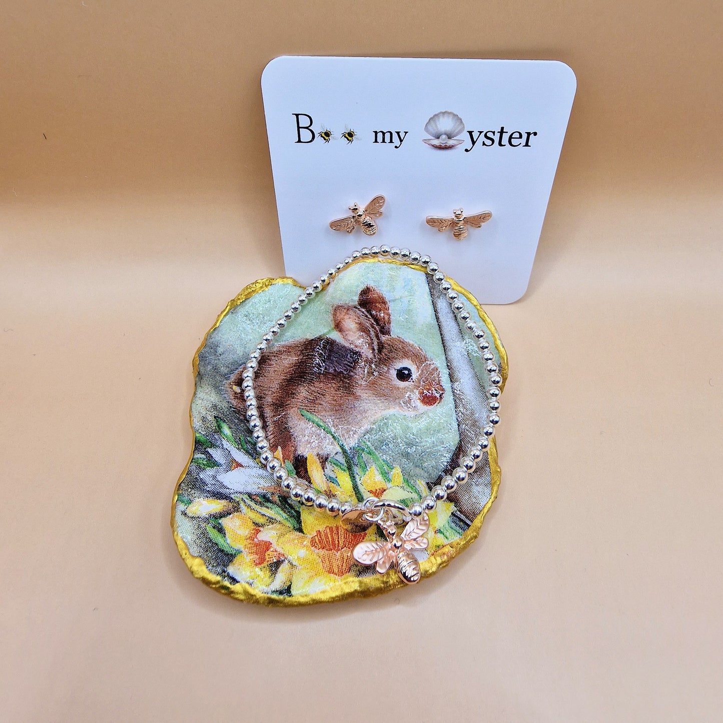 Bunny Rabbit Spring Oyster Shell Trinket Dish