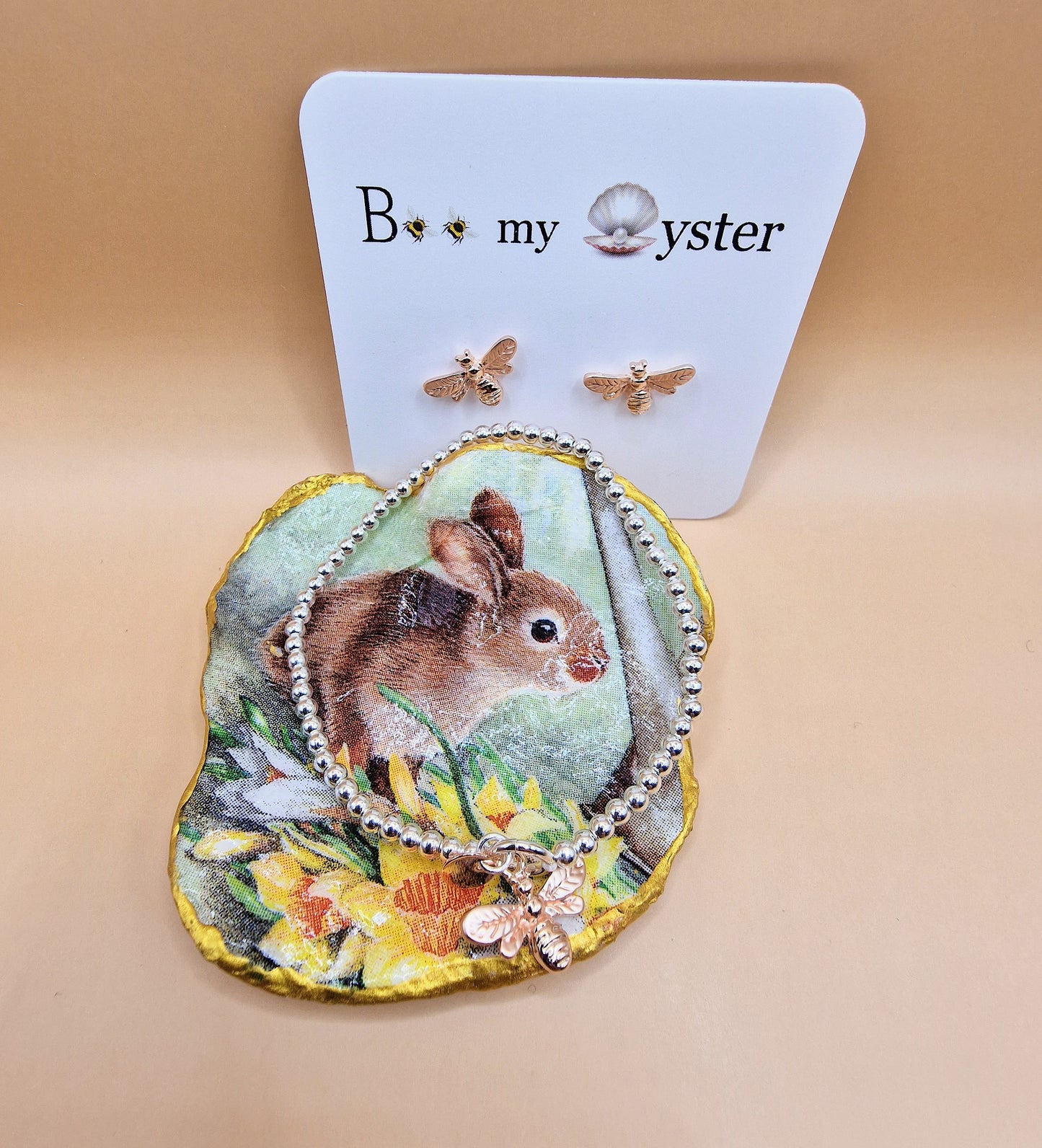 Bunny Rabbit Spring Oyster Shell Trinket Dish