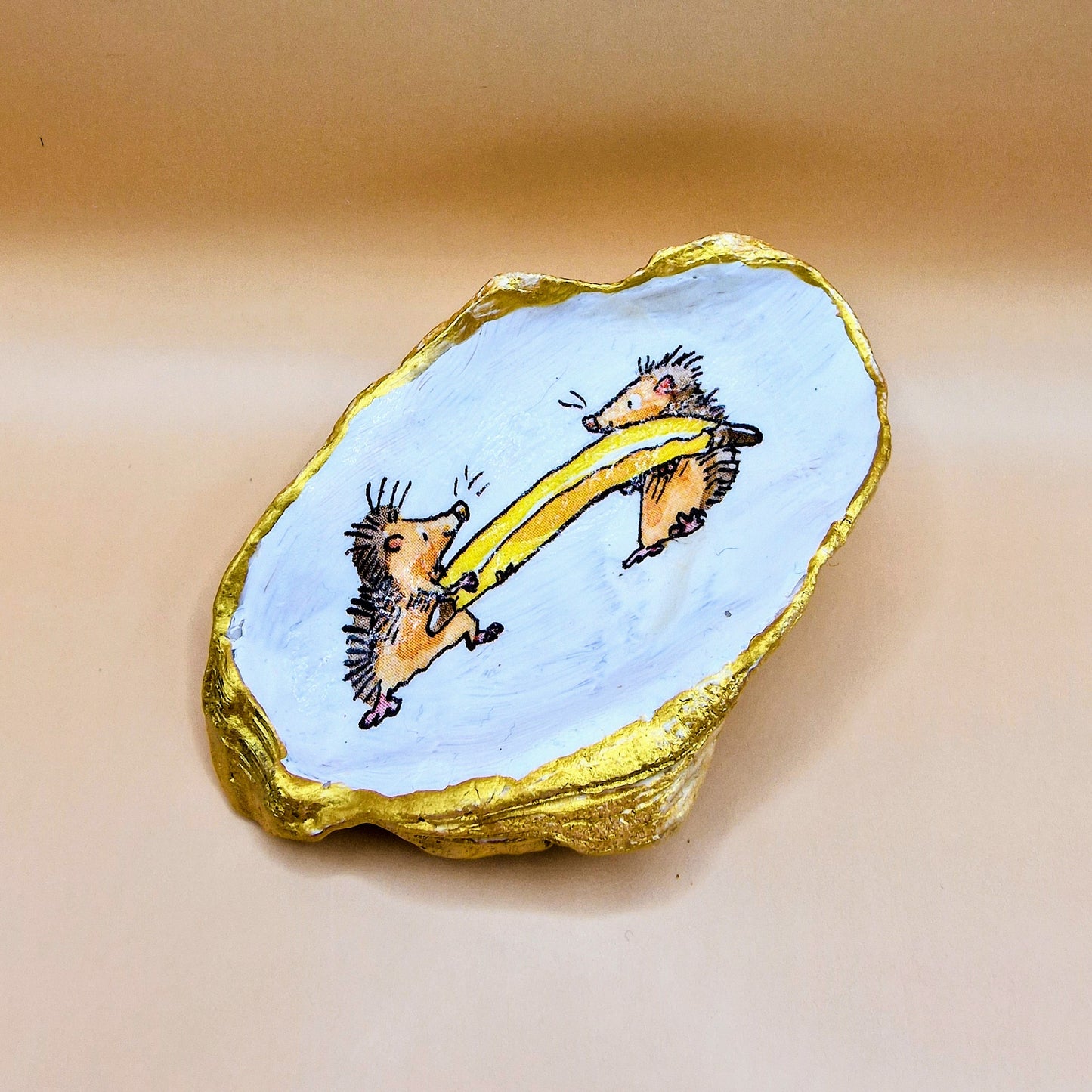 Hedgehog Banana Oyster Shell Trinket Dish