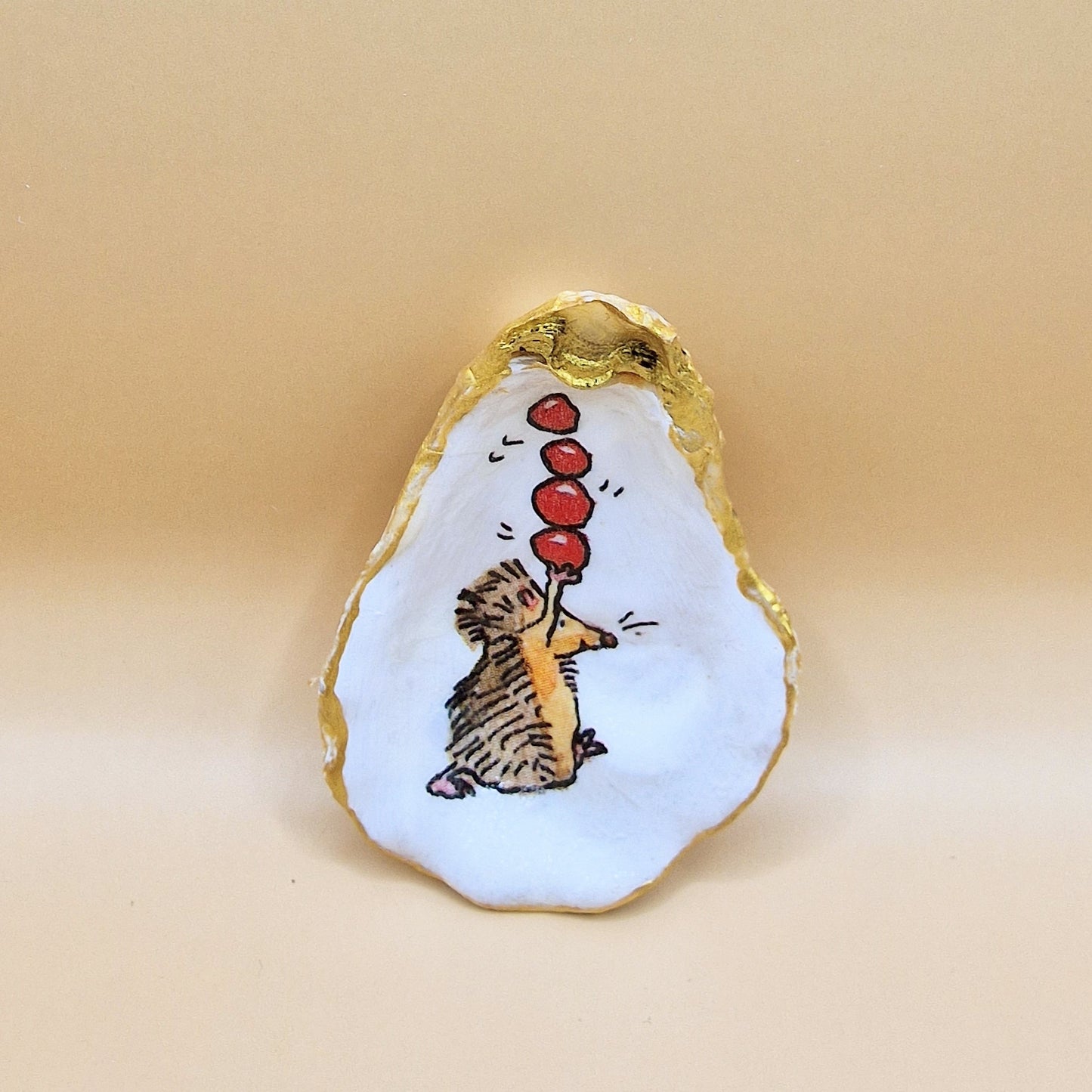 Hedgehog Berries Oyster Shell Trinket Dish