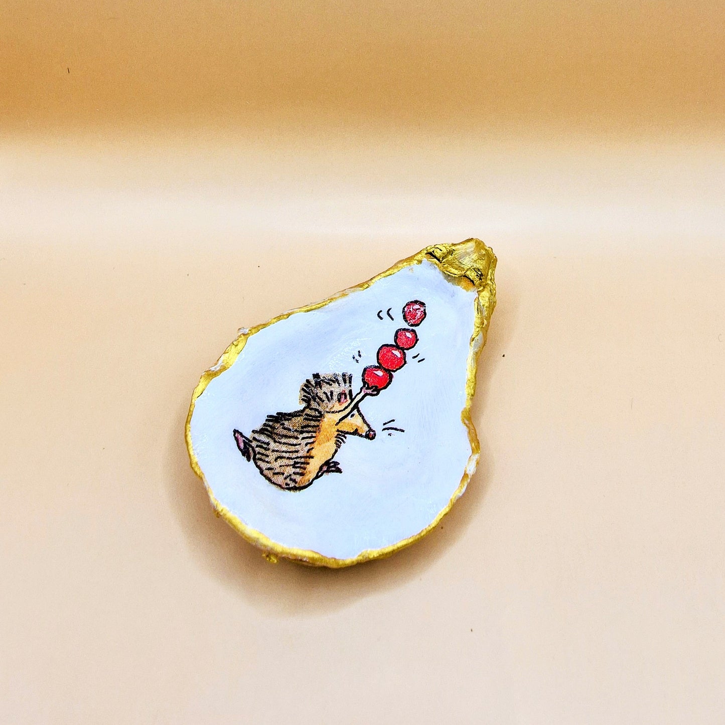 Hedgehog Berries Oyster Shell Trinket Dish