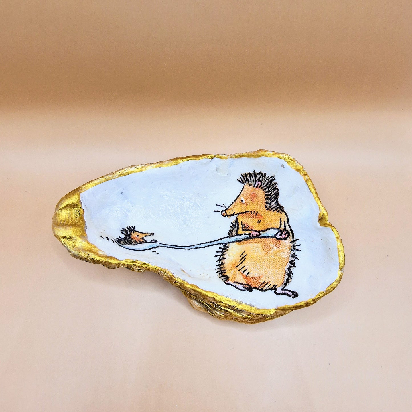 Hedgehog Spoon Large Oyster Shell Trinket Dish